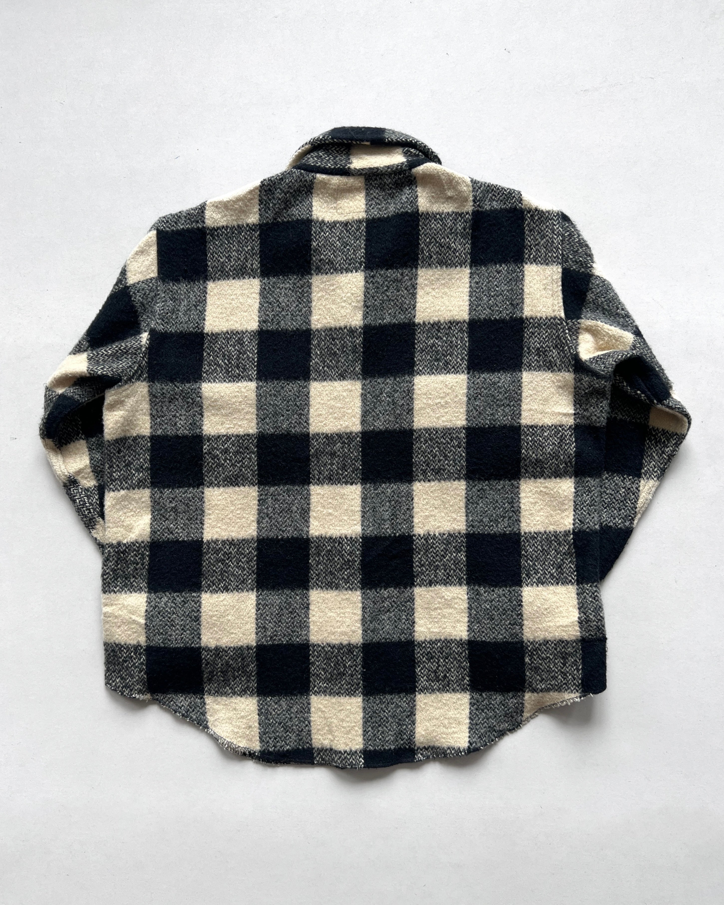 1960S MELTON WOOL PLAID FLANNEL (L)