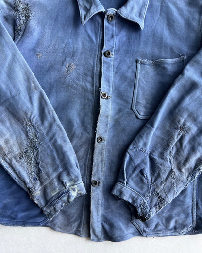 1950S MOLESKIN FRENCH REPAIRED WORK CHORE JACKET (M/L)