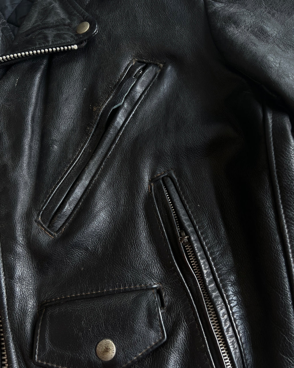 1960S EXCELLED LEATHER BIKER JACKET (M)
