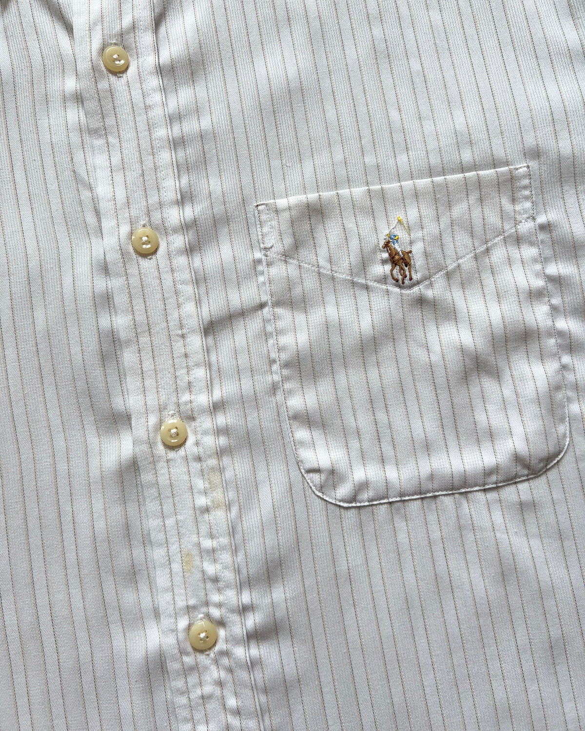 1990S RALPH LAUREN STRIPES SHORT-SLEEVES SHIRT (L)