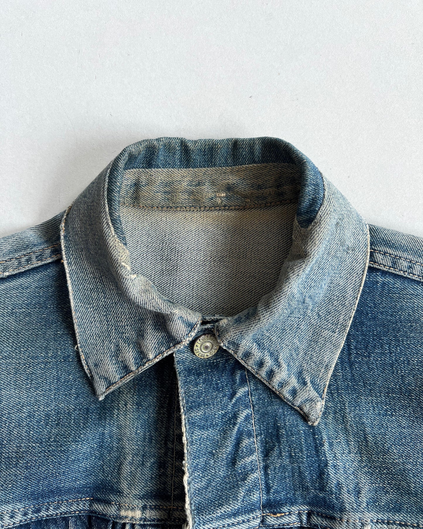 1950S FADED LEVI'S 507XX BIG E TYPE II DENIM JACKET (M)