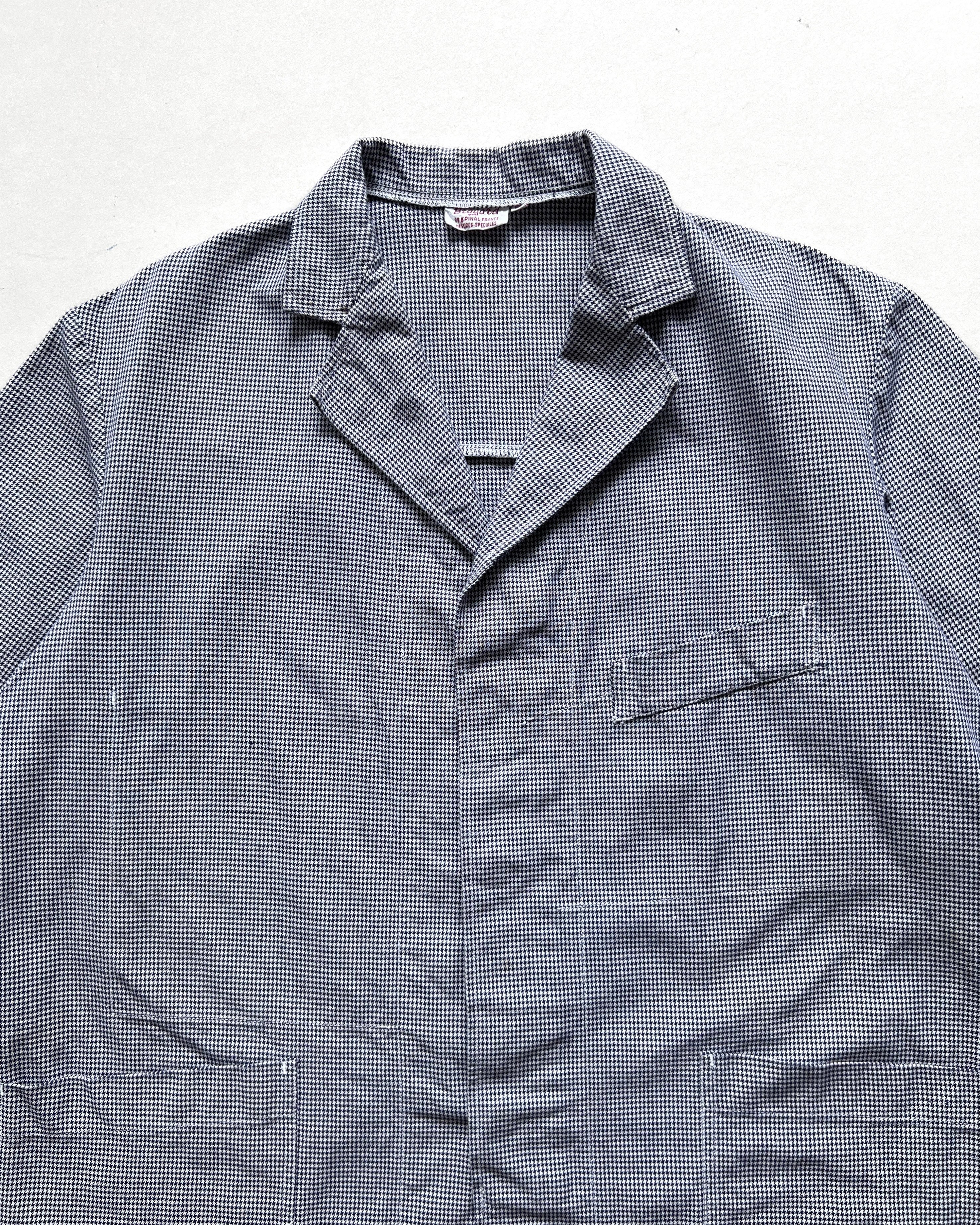 1960S BRAGARD FRENCH HOUNDSTOOTH SHORT SLEEVES SHIRT (L)