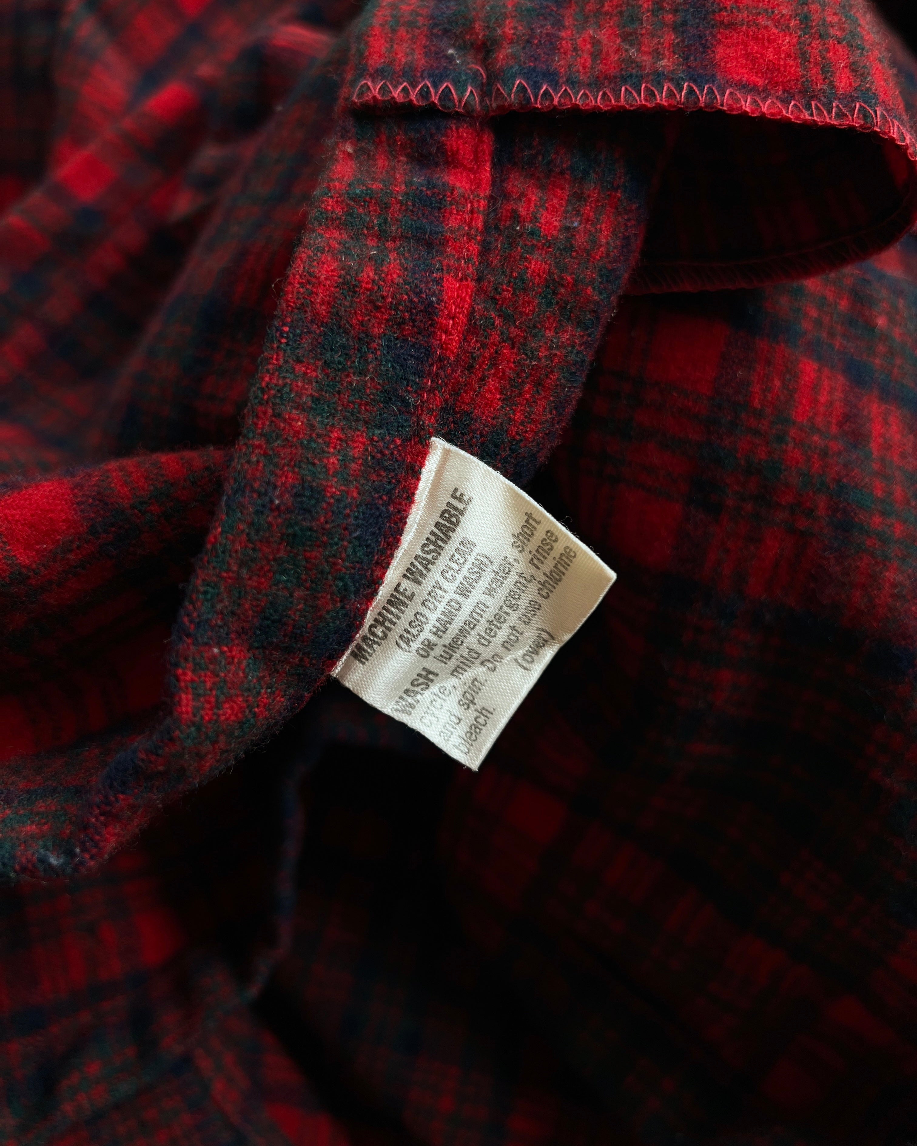 1970S PENDLETON LOOP COLLAR WOOL PLAID SHIRT (L)