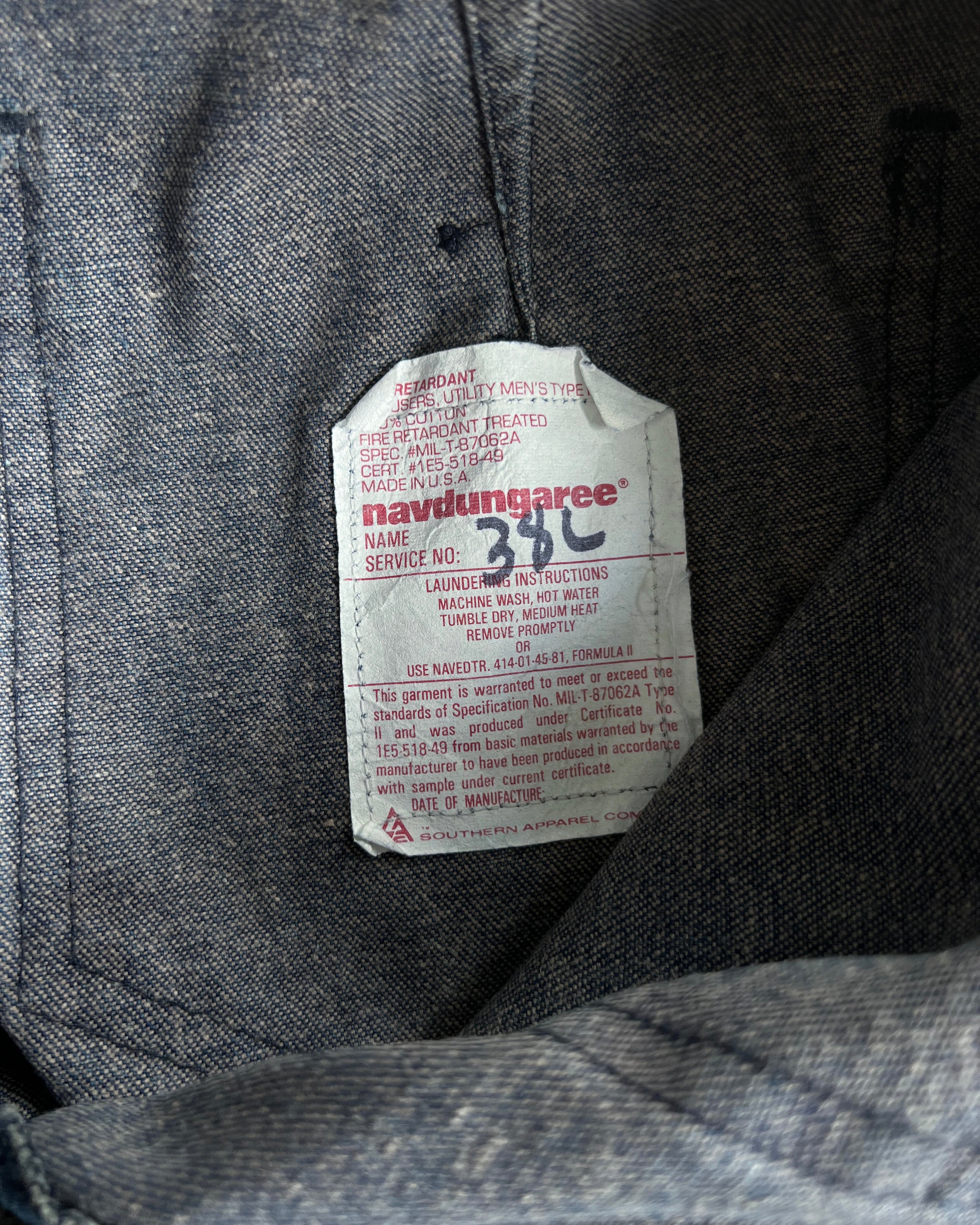 1980S NAVDUNGAREE US NAVY SAILOR DENIM BOOTCUT PANTS (34)