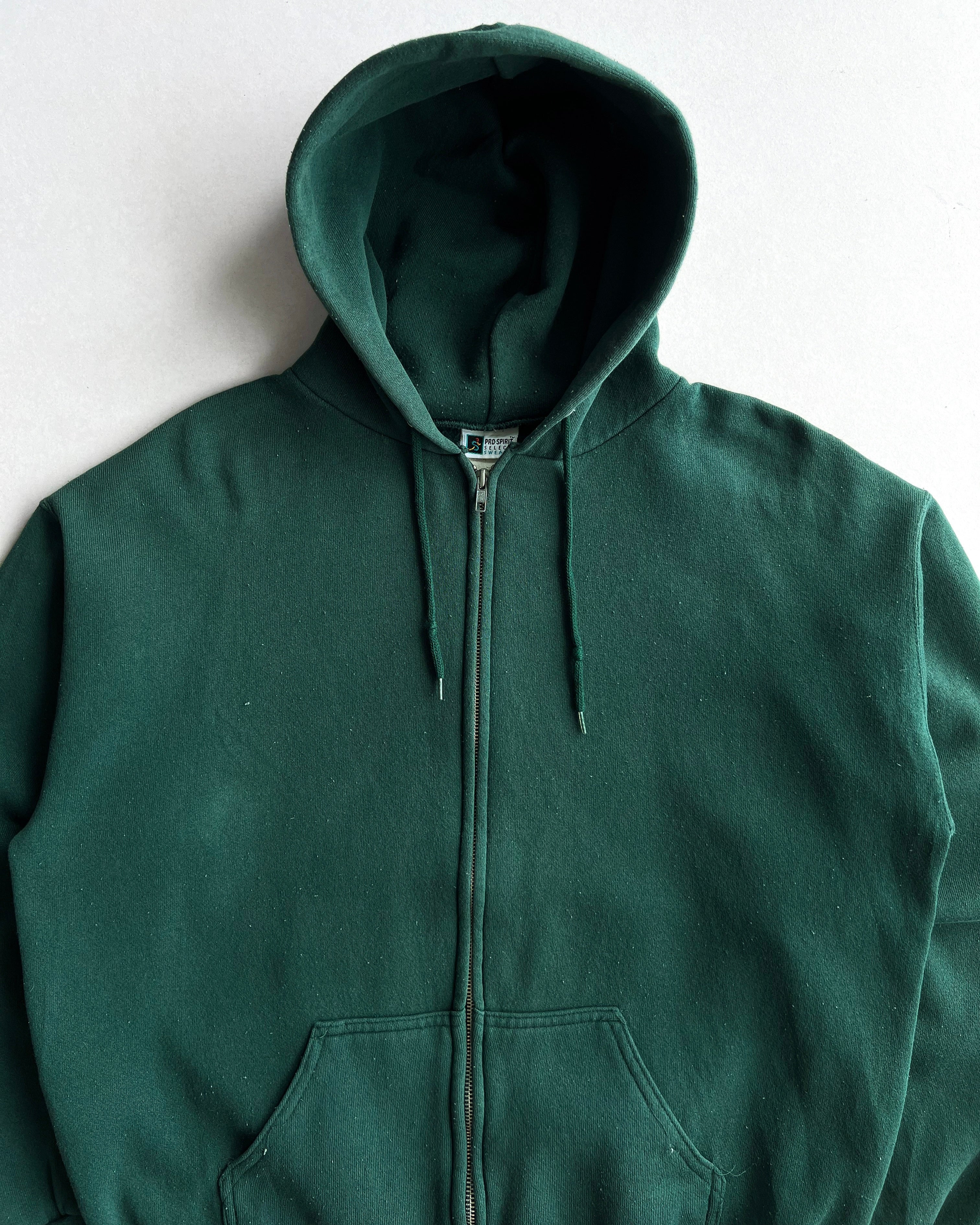 1990S EMERALD GREEN ZIP-UP HOODIE (L)