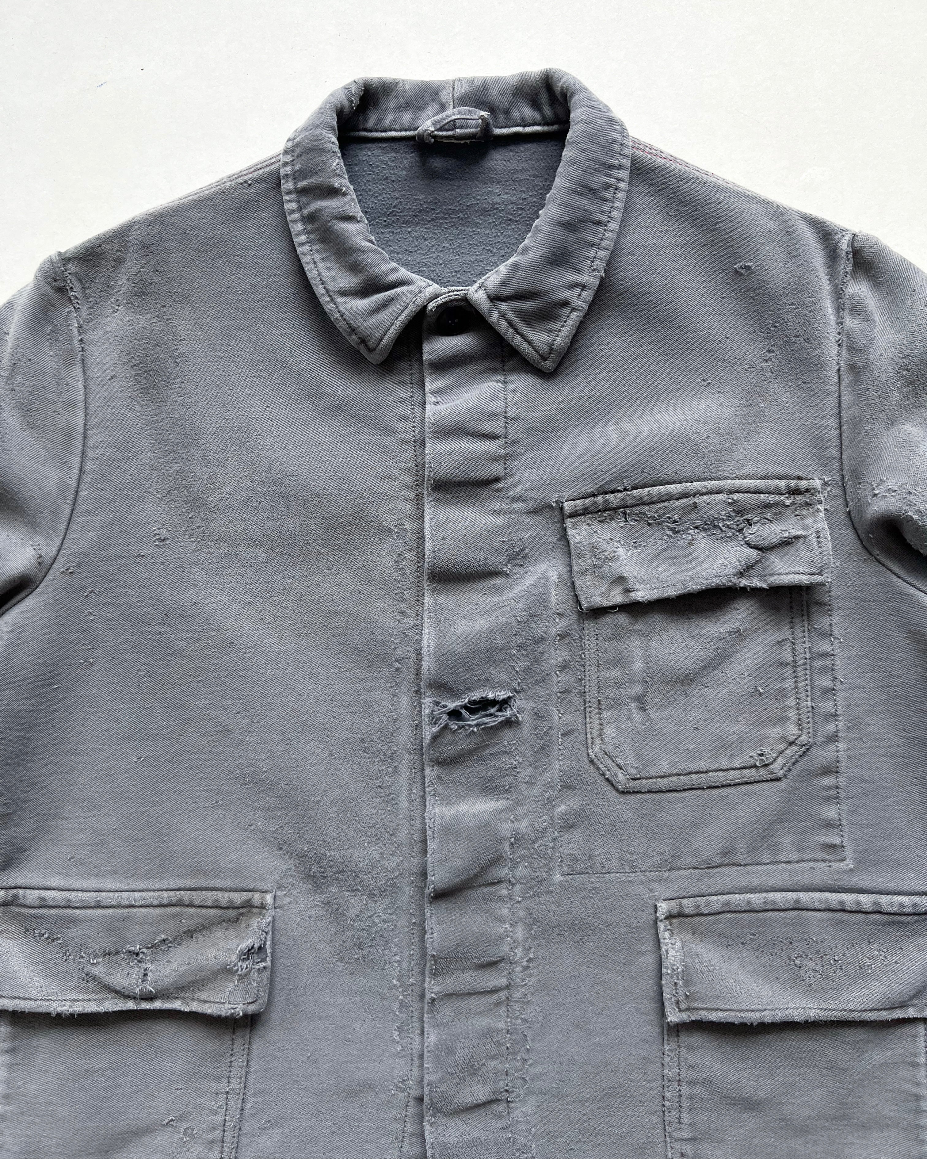 1960S GERMAN MOLESKIN DISTRESSED WORK JACKET (L)