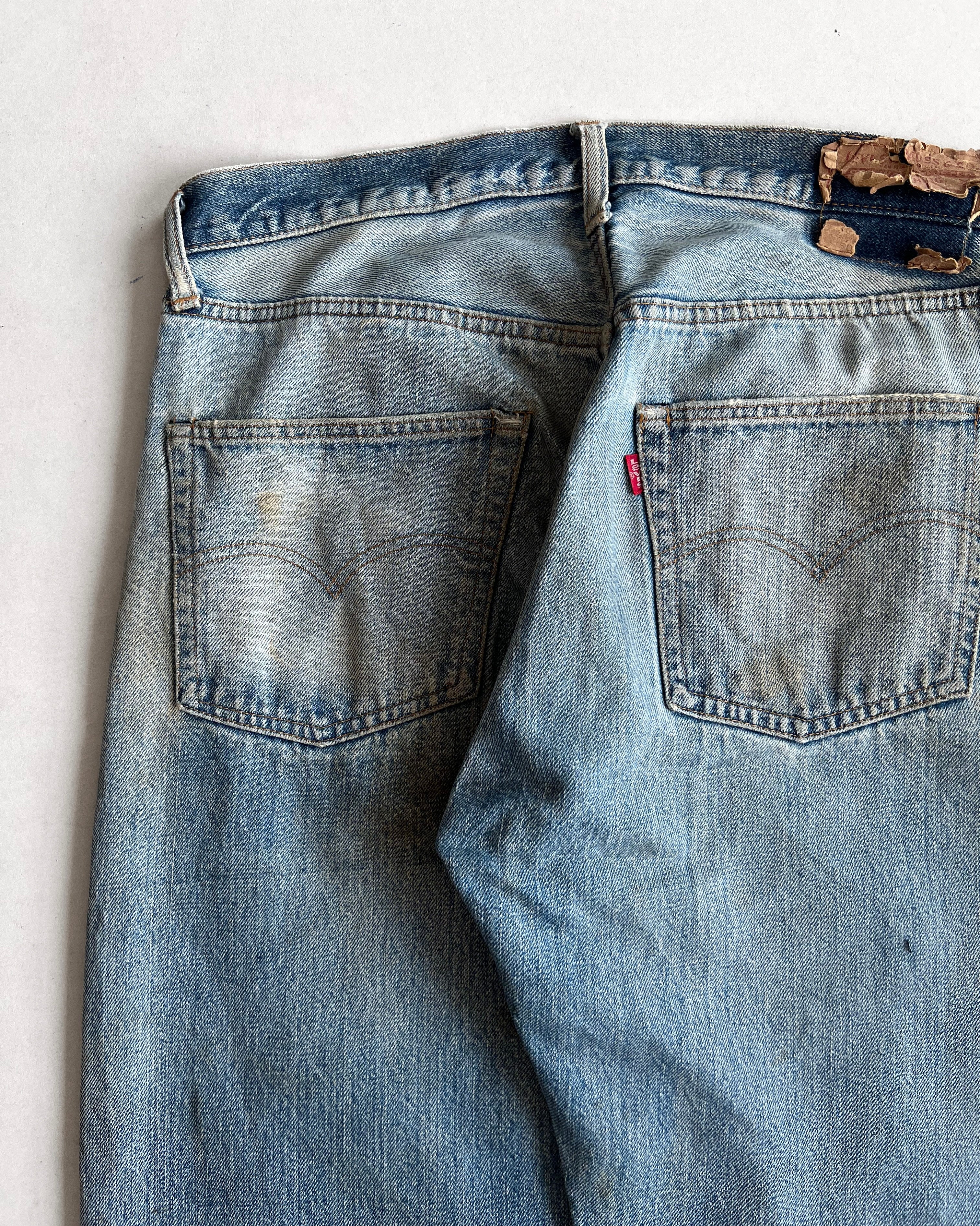 1970S LEVI'S 501 REDLINE SELVEDGE DISTRESSED JEANS (34)