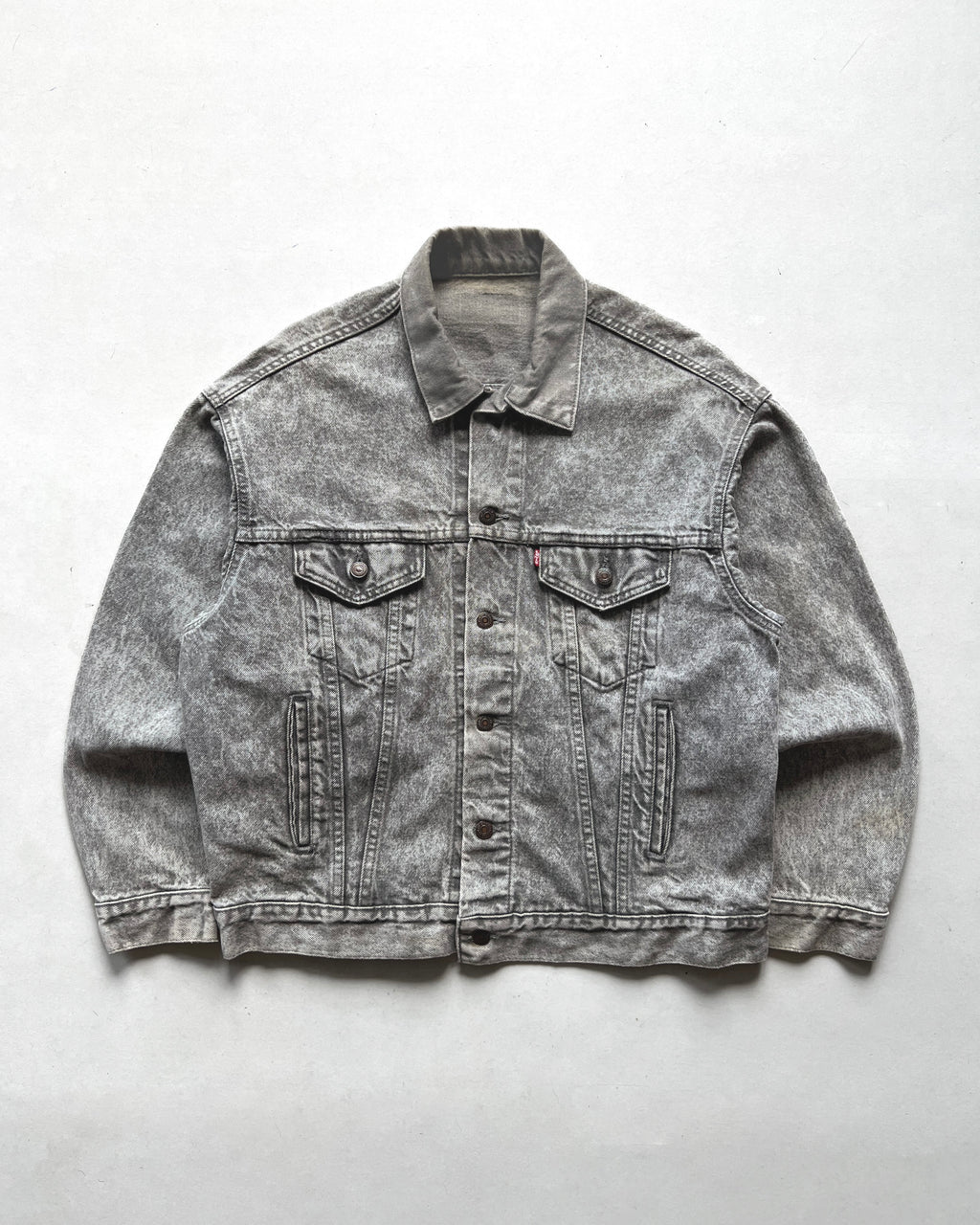 1980S GREY STONE WASHED LEVI'S TYPE III DENIM JACKET (L)