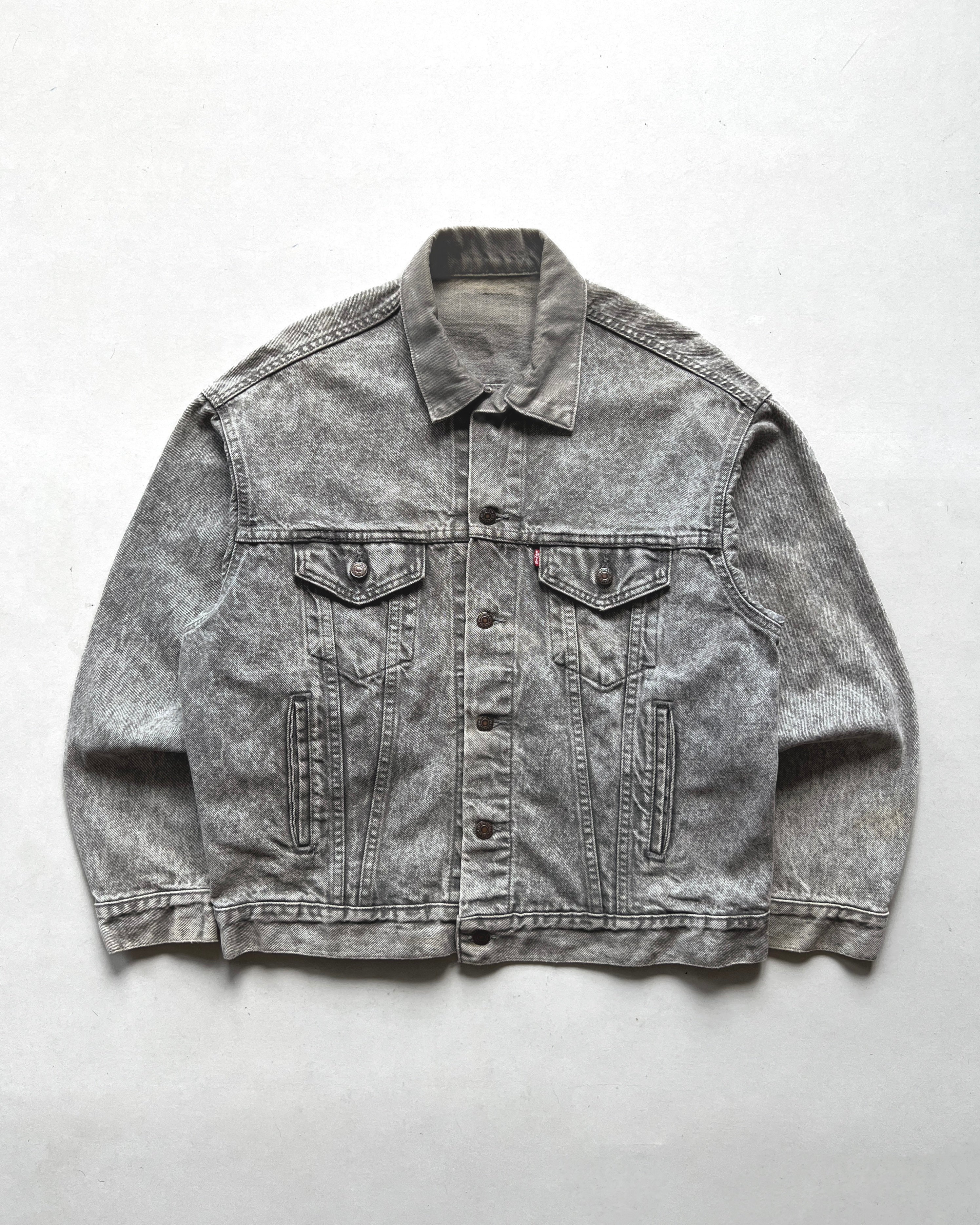 1980S GREY STONE WASHED LEVI'S TYPE III DENIM JACKET (L)