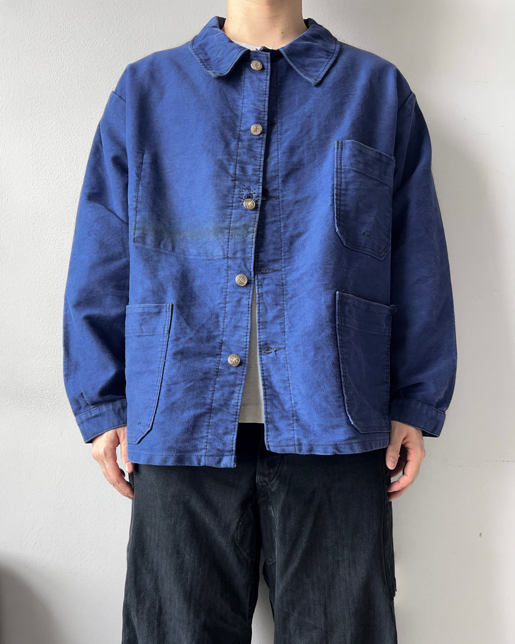 1960S FRENCH INDIGO MOLESKIN WORK JACKET (XL)
