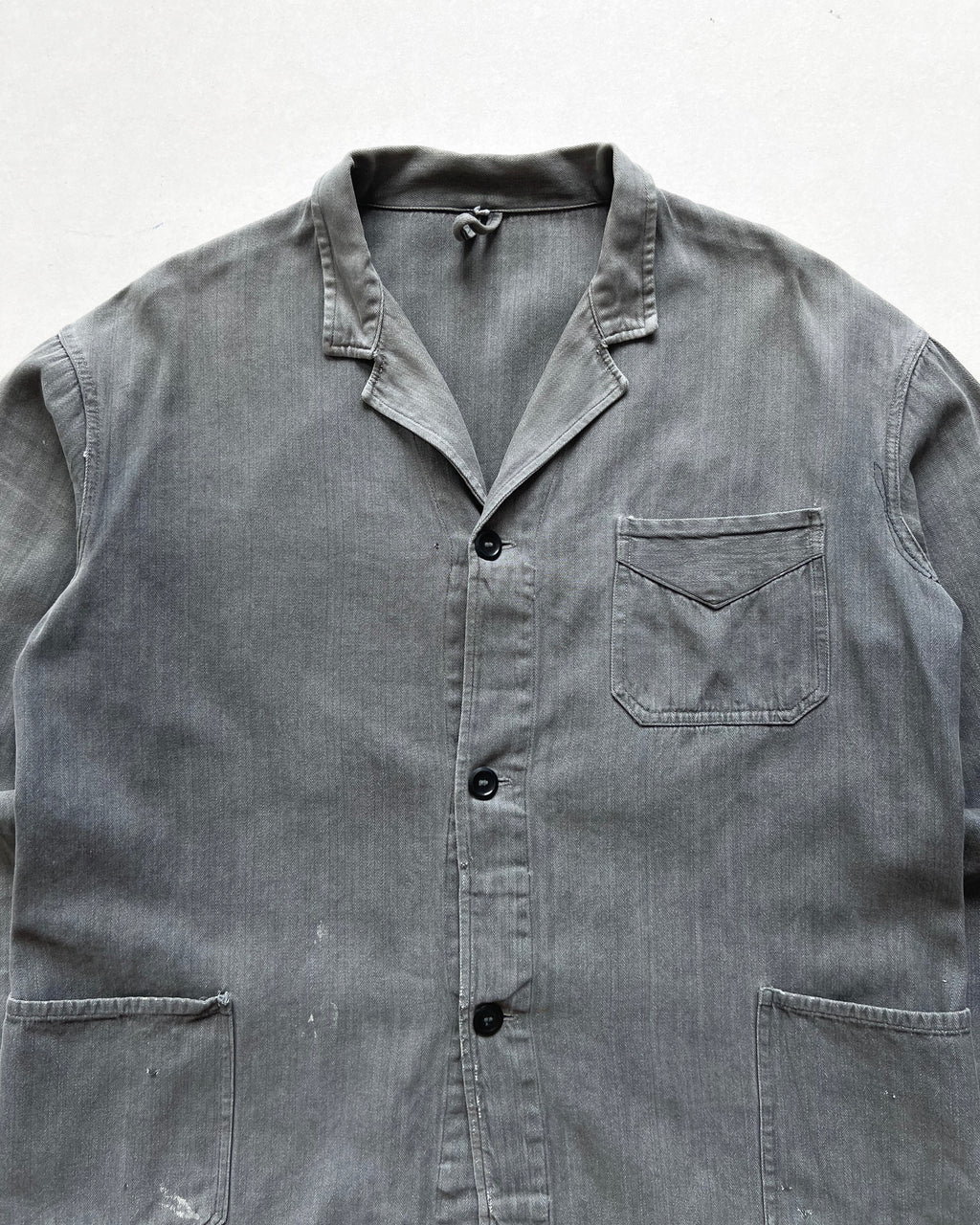 1940S FRENCH HBT V POCKET WORK JACKET (M)