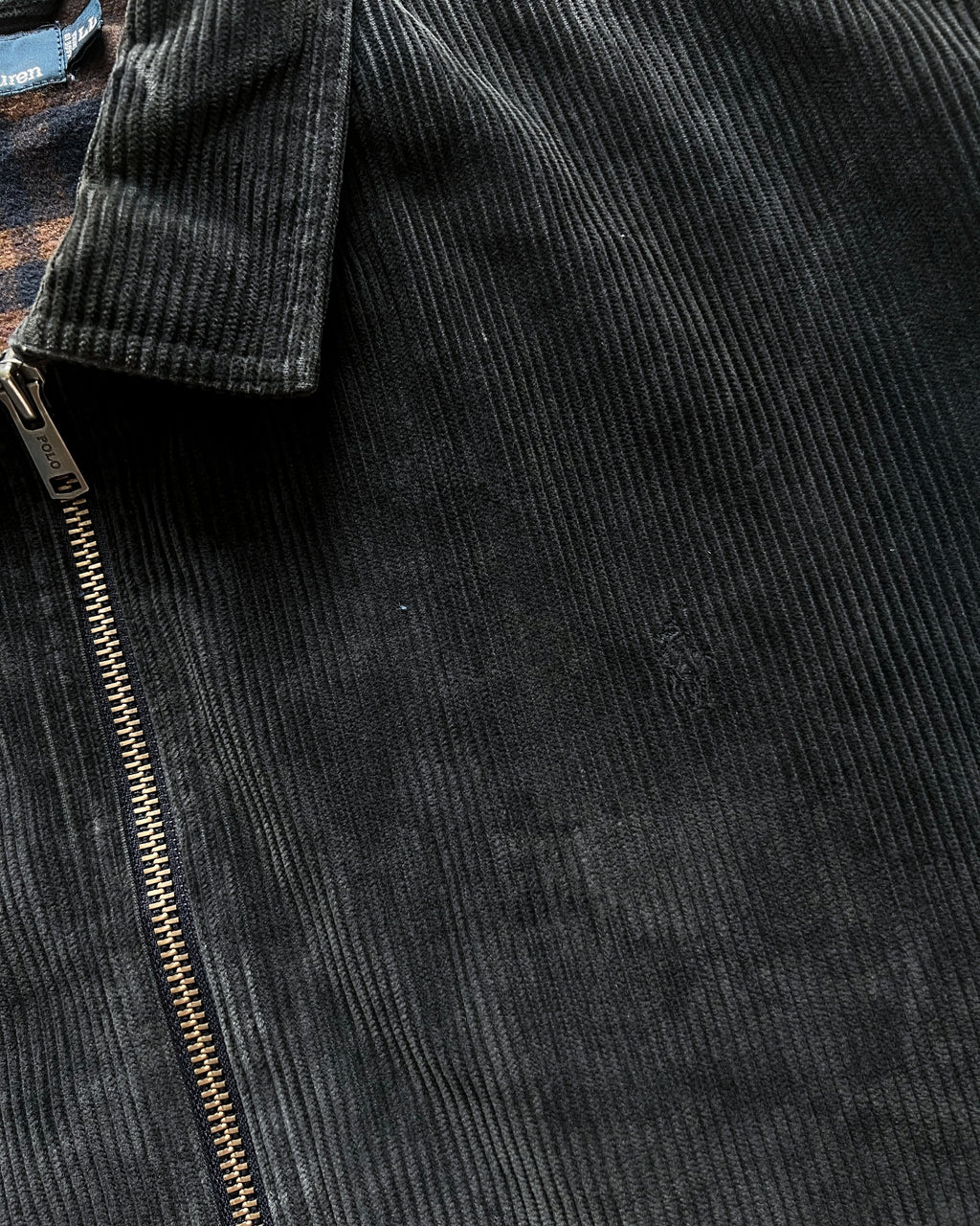 1990S BLACK RALPH LAUREN CORDUROY HARRINGTON JACKET (L)