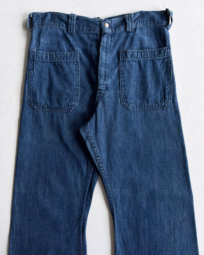 1970S SEAFARER US NAVY SAILOR DENIM BOOTCUT PANTS (31)