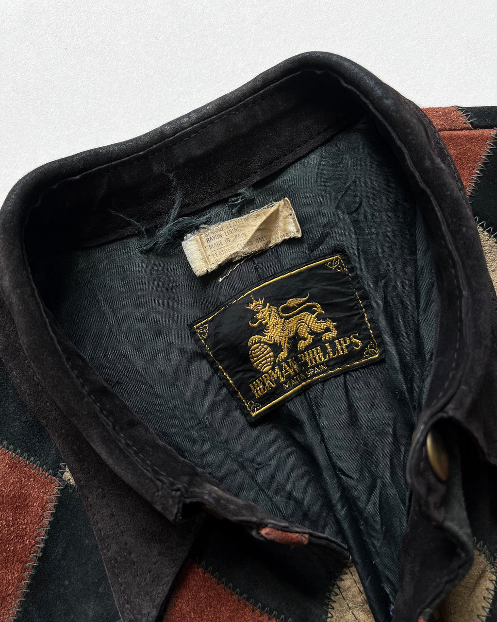 1950S HERMAN PHILLIPS SUEDE PATCH BUTTON-UP (M)