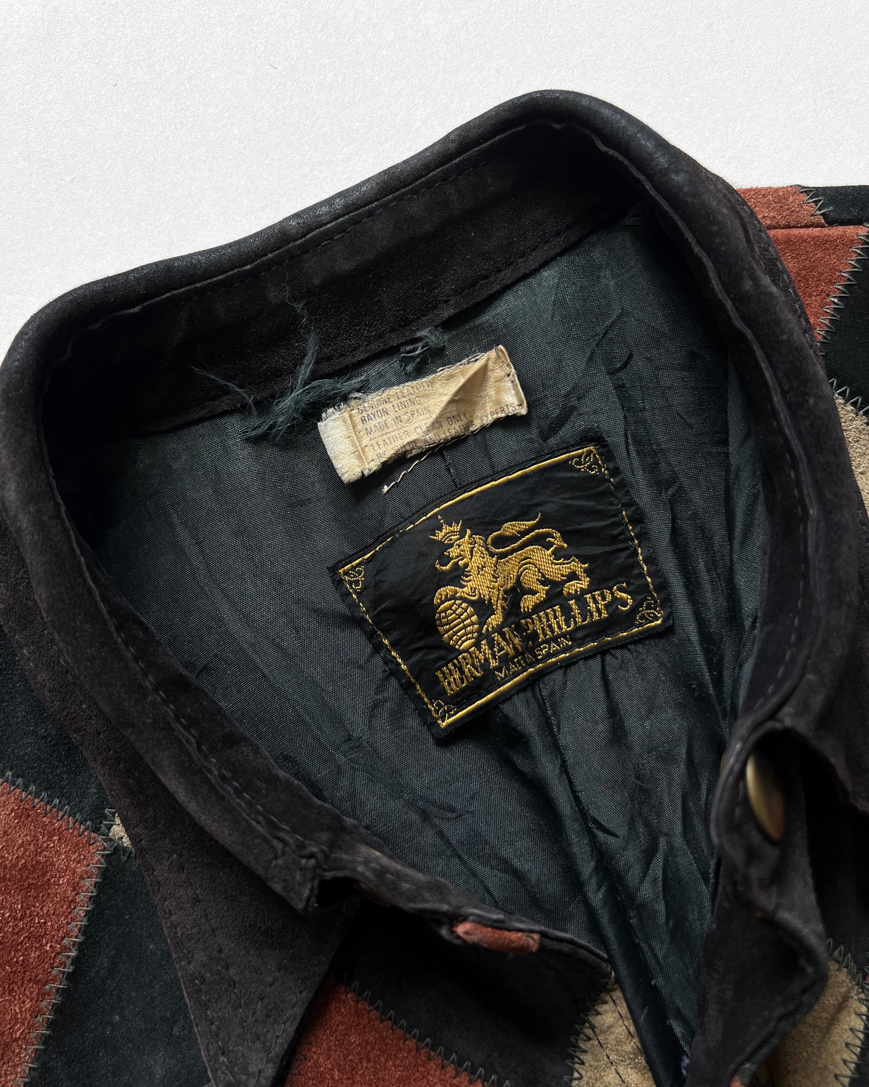 1950S HERMAN PHILLIPS SUEDE PATCH BUTTON-UP (M)