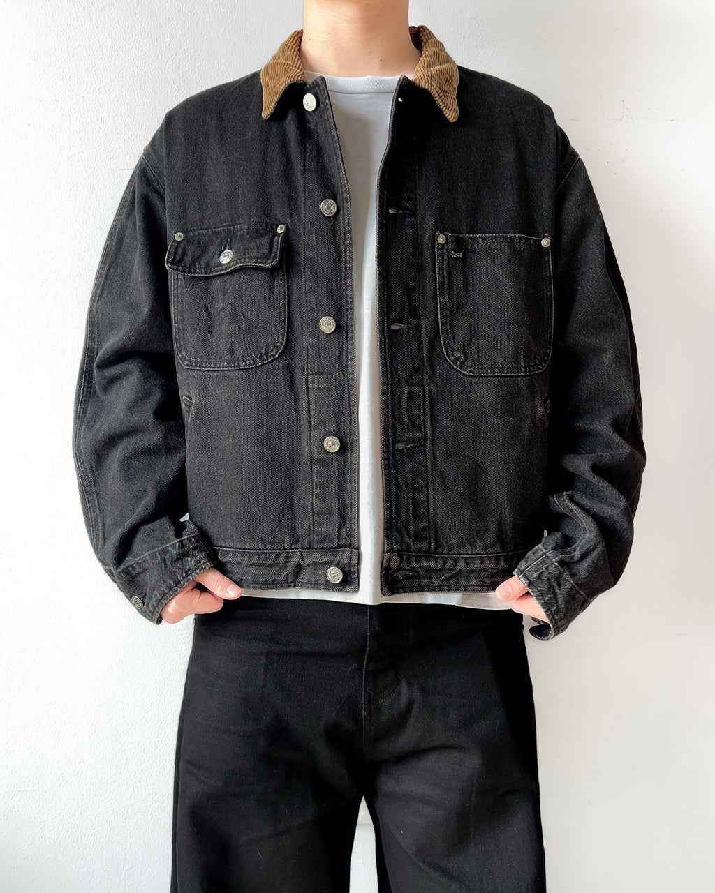 1990S BLACK POLO RALPH LAUREN DENIM JACKET (L)