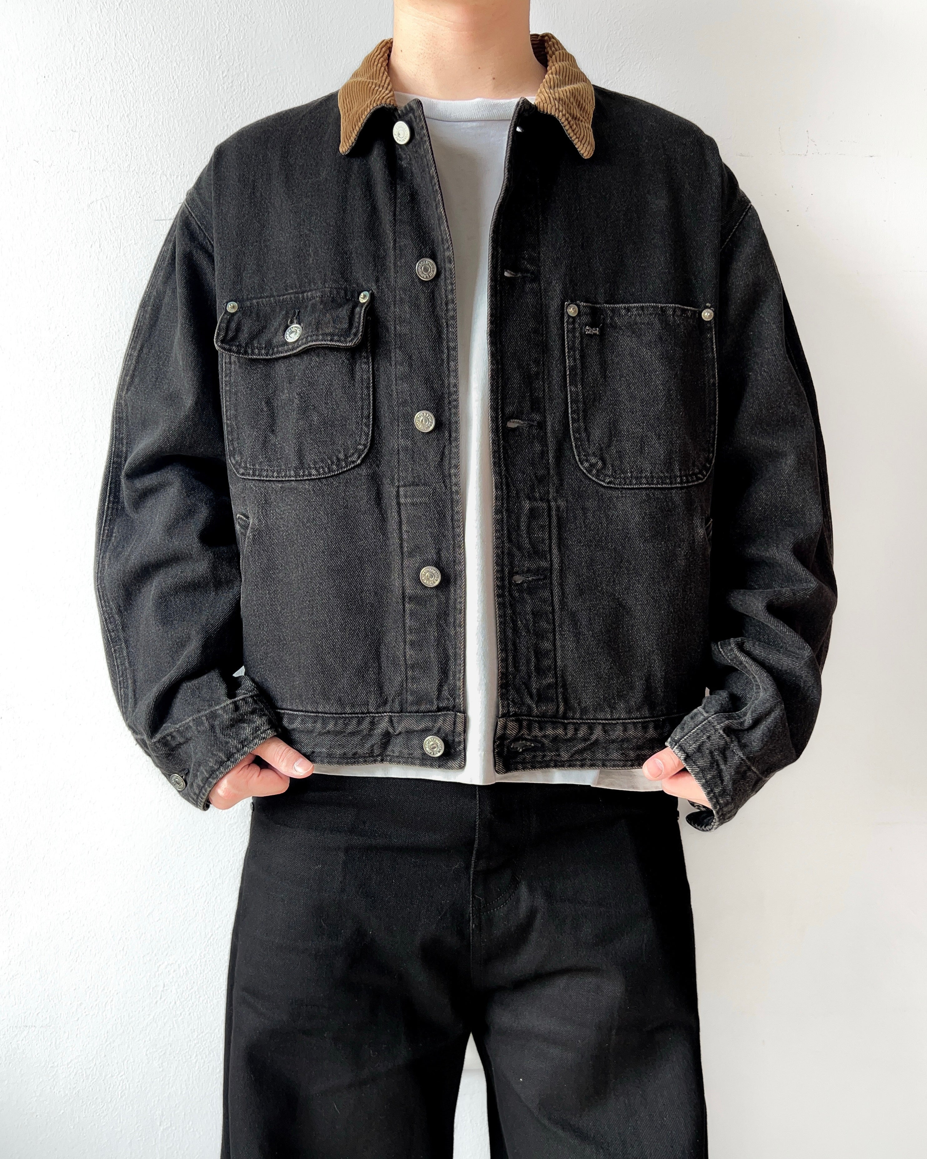 1990S BLACK POLO RALPH LAUREN DENIM JACKET (L)