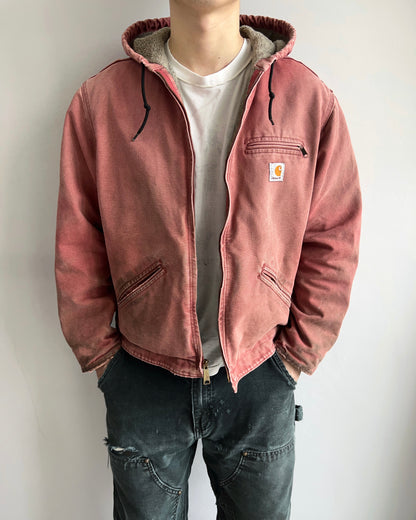 1990S SALMON PINK CARHARTT DETROIT HOODED WORK JACKET (M/L)