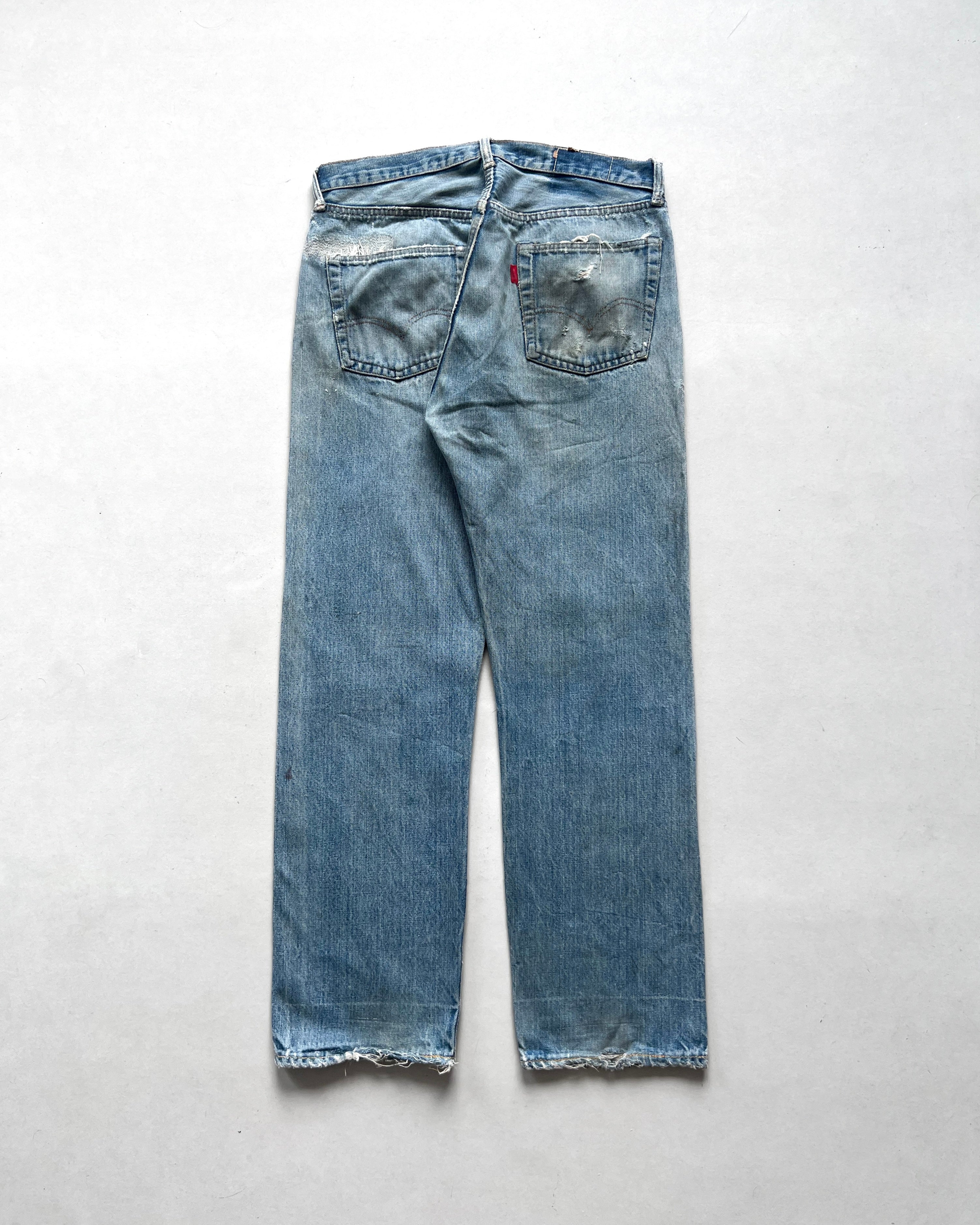 1970S LEVI'S 501 REDLINE SELDVEDGE REPAIRED JEANS (34)