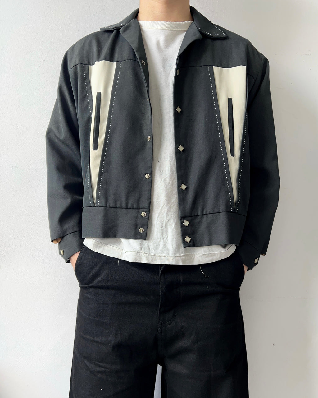 1990S CREAM SODA GABARDINE ROCKABILLY JACKET (L)