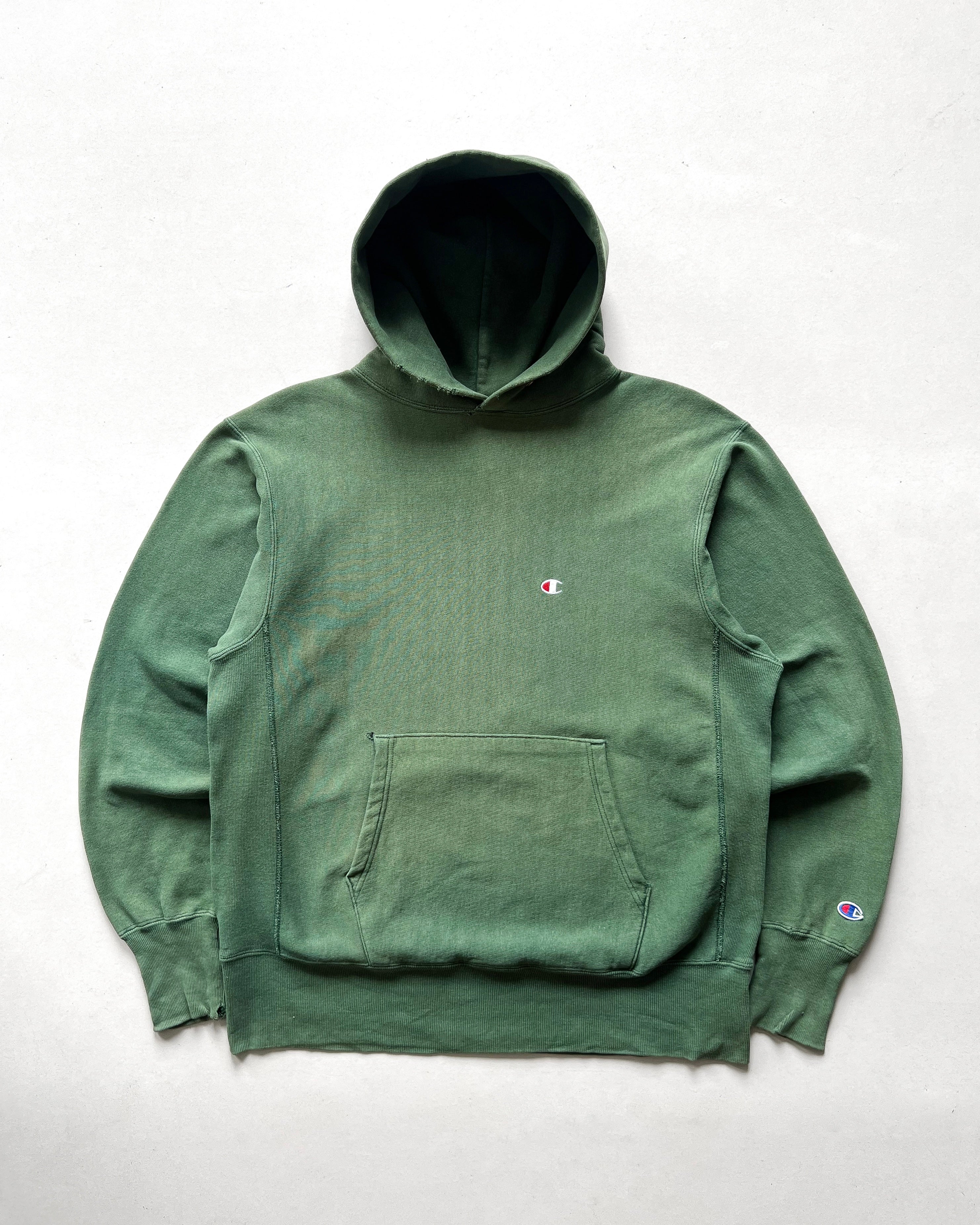 1990S FADED CHAMPION REVERSE WEAVE LOGO HOODIE (L)