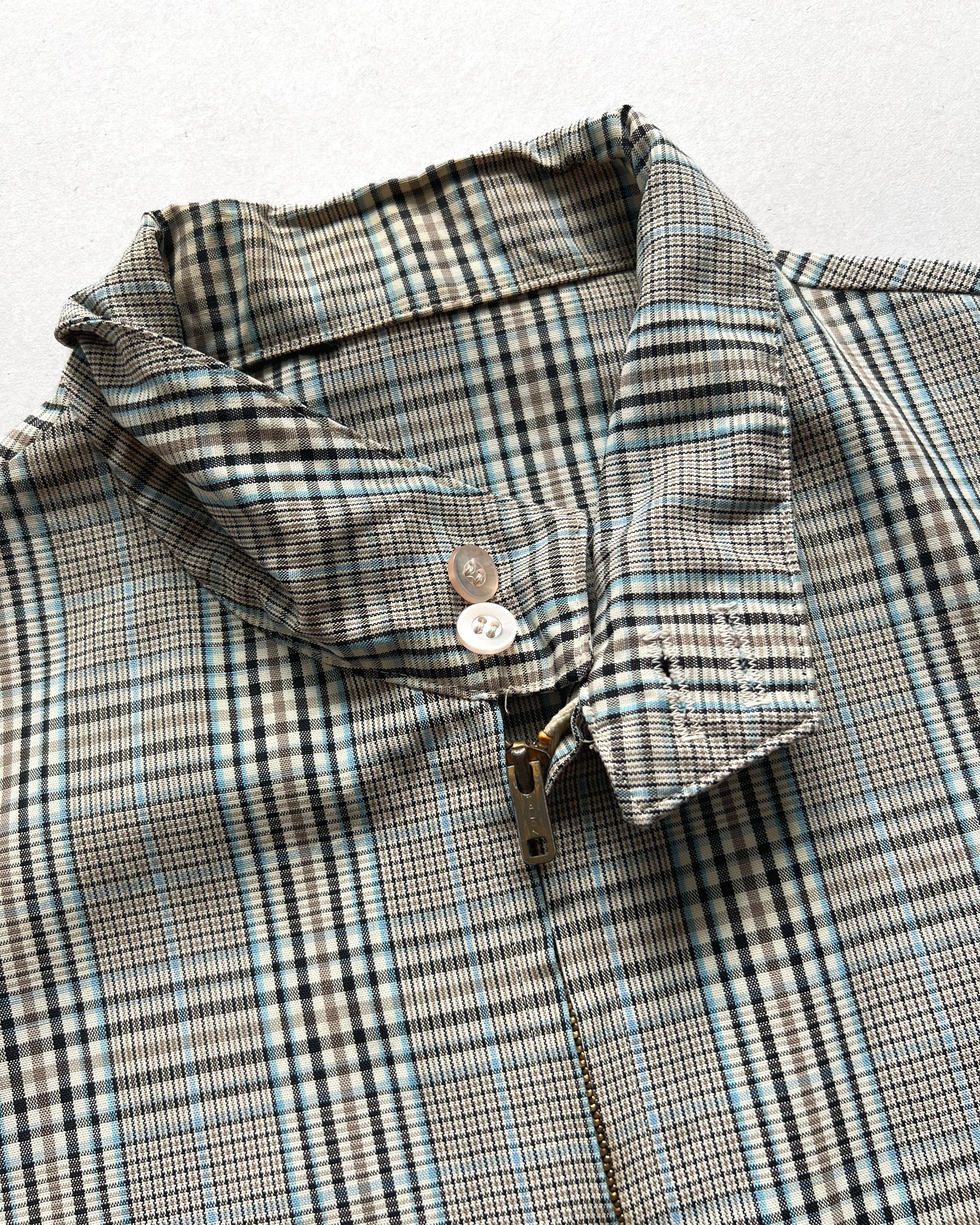 1960S KORATRON CHECKERED HARRINGTON JACKET (L)