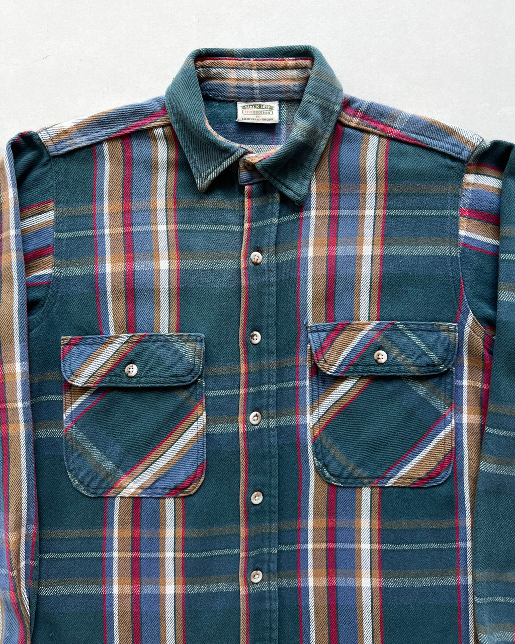1990S FIVE BROTHER PLAID FLANNEL SHIRT (M)