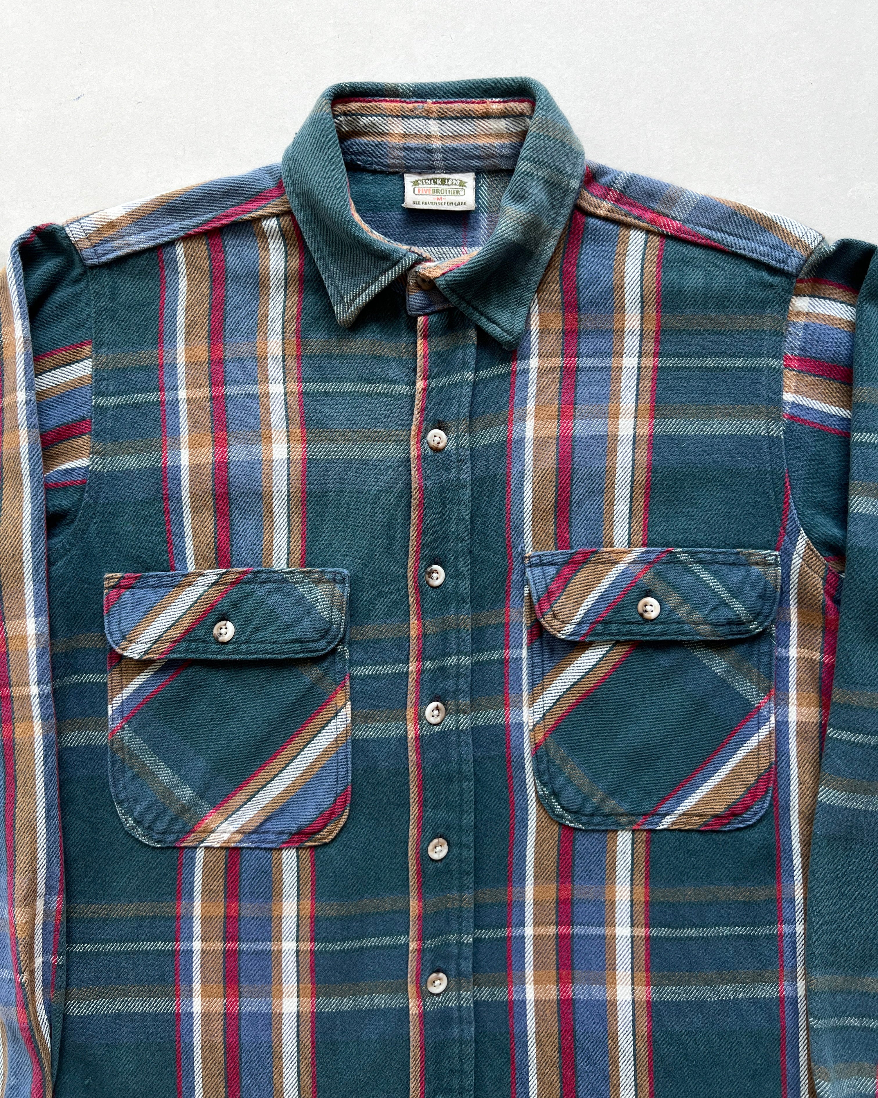 1990S FIVE BROTHER PLAID FLANNEL SHIRT (M)