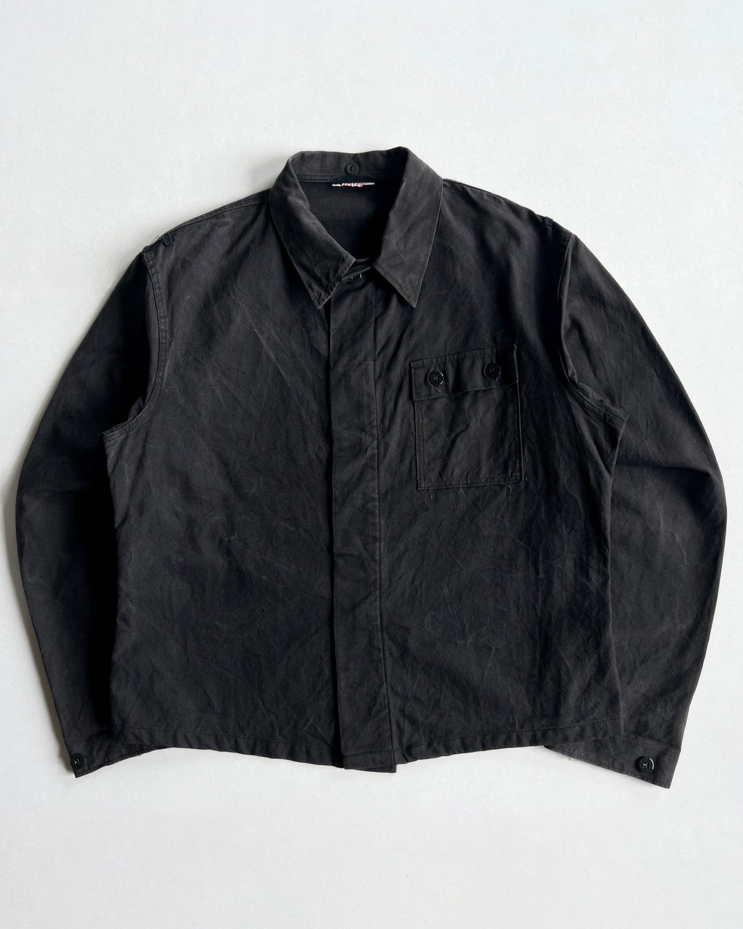 1970S BLACK GERMAN ARMY SHIRT JACKET (L)