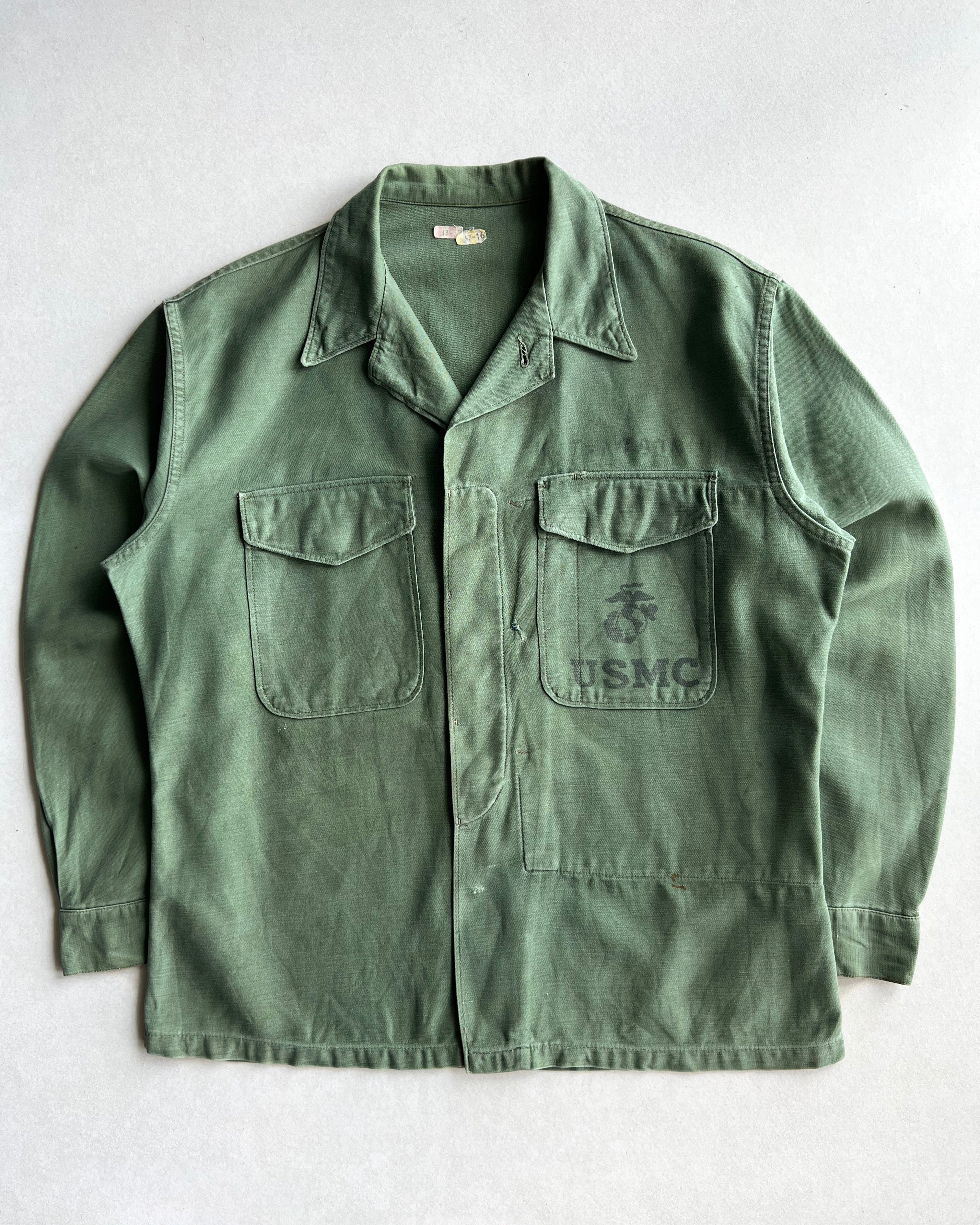 1950S STENCILED USMC P-56 UTILITY SHIRT JACKET (L)