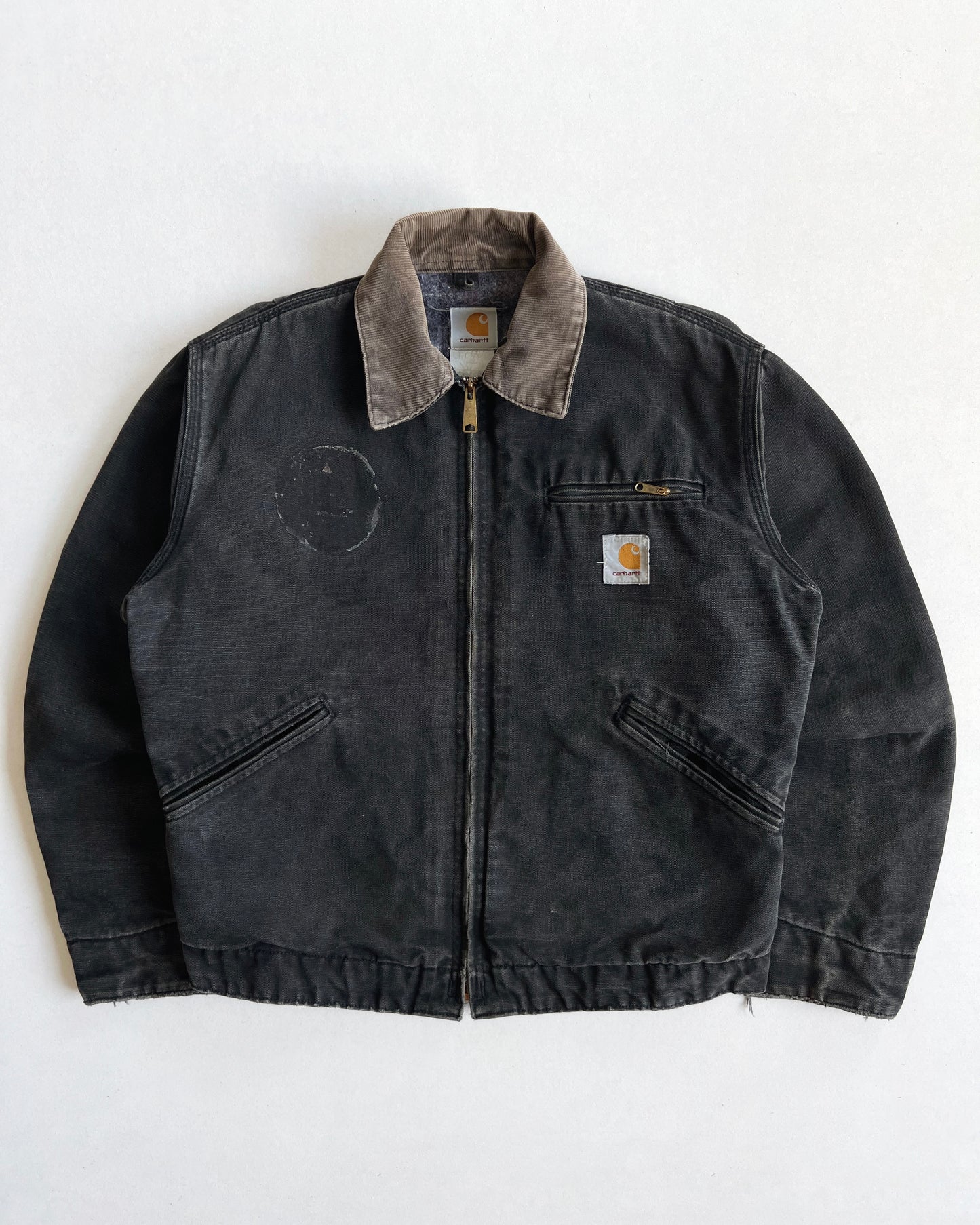 1990S FADED BLACK CARHARTT DETROIT JACKET (L)