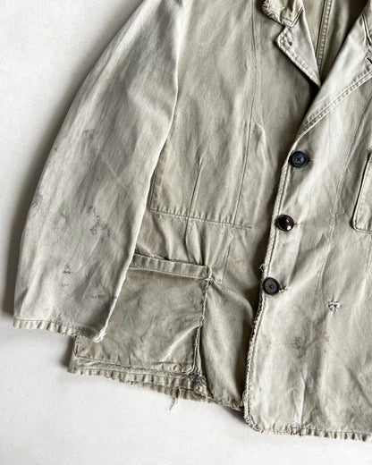 1940S FRENCH WORK CHORE REPAIRED JACKET (L)