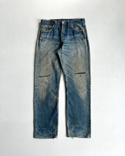 1990S FADED LEVI'S 501 REPAIRED JEANS (32)