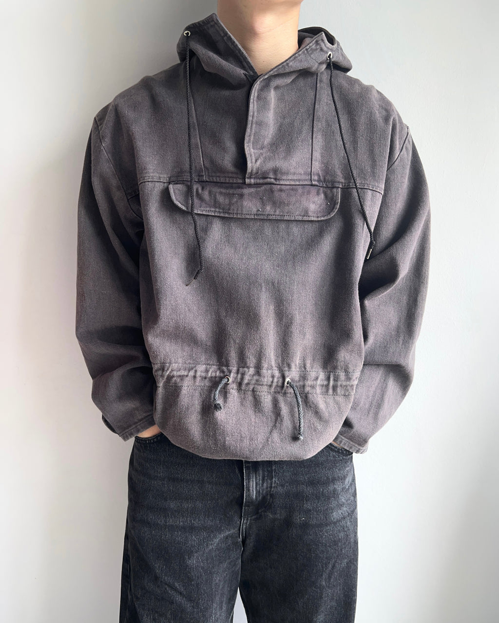 1970S AMERICAN WORKER HOODED SMOCK JACKET (L)