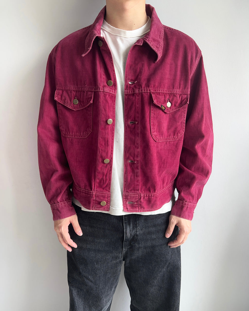 1970S MAROON LEE MOLESKIN WORK JACKET (L/XL)