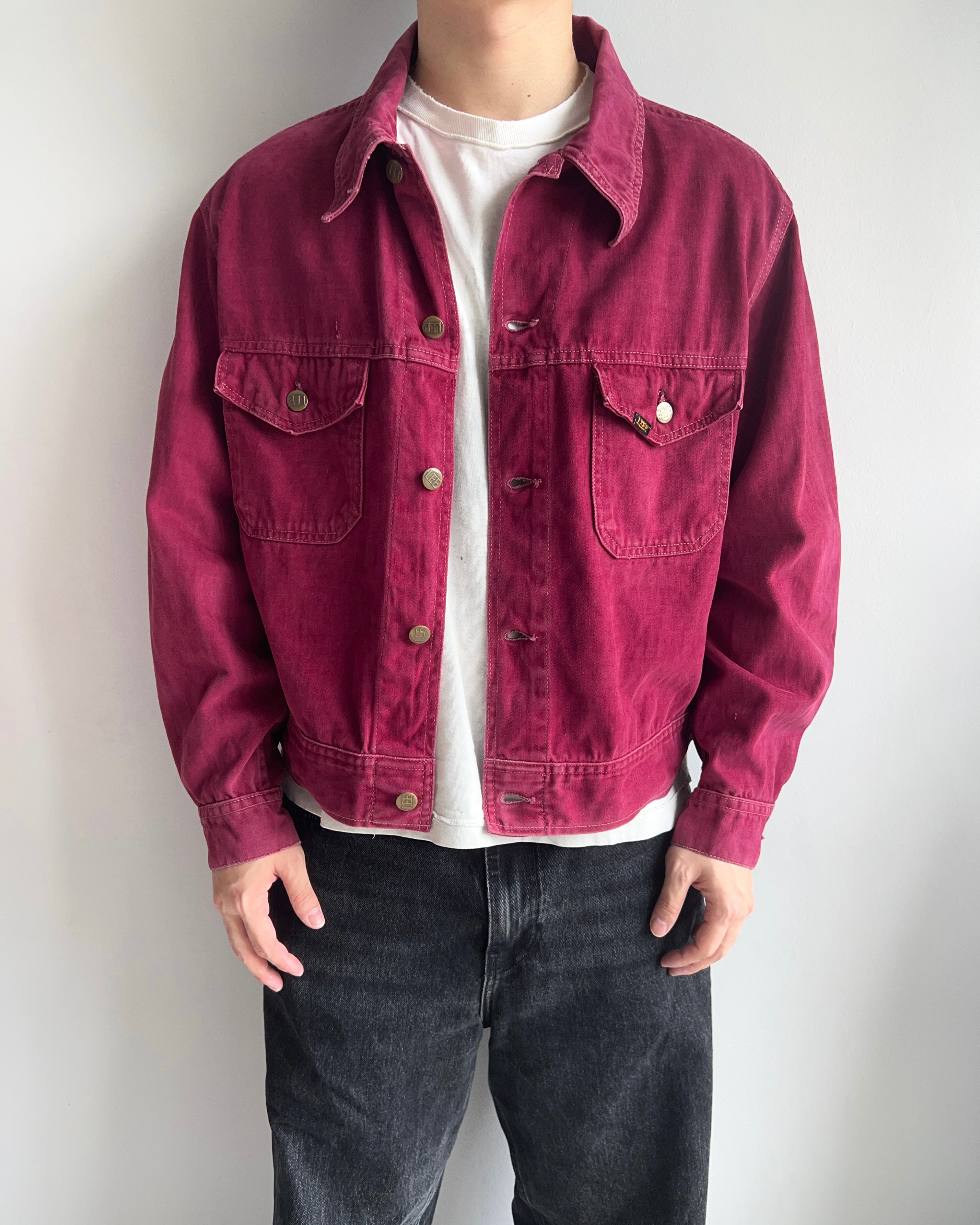 1970S MAROON LEE MOLESKIN WORK JACKET (L/XL)