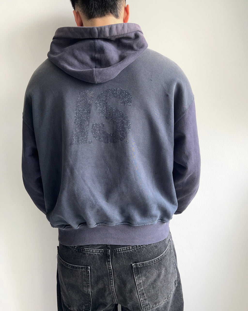 1980S FADED TWO-TONE ISSEY MIYAKE ZIP-UP HOODIE (M)