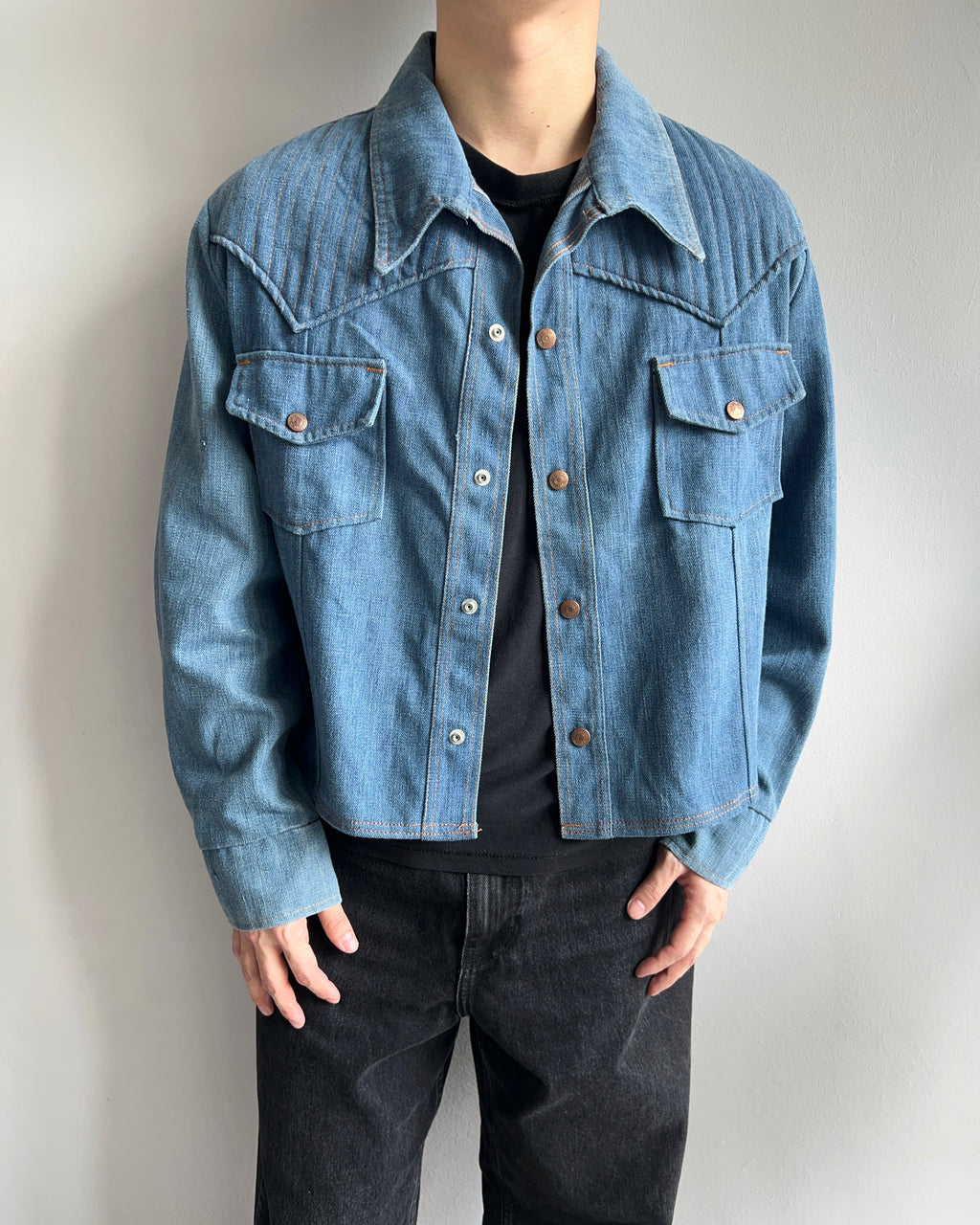1970S SEARS WESTERN DENIM CROPPED JACKET (L)