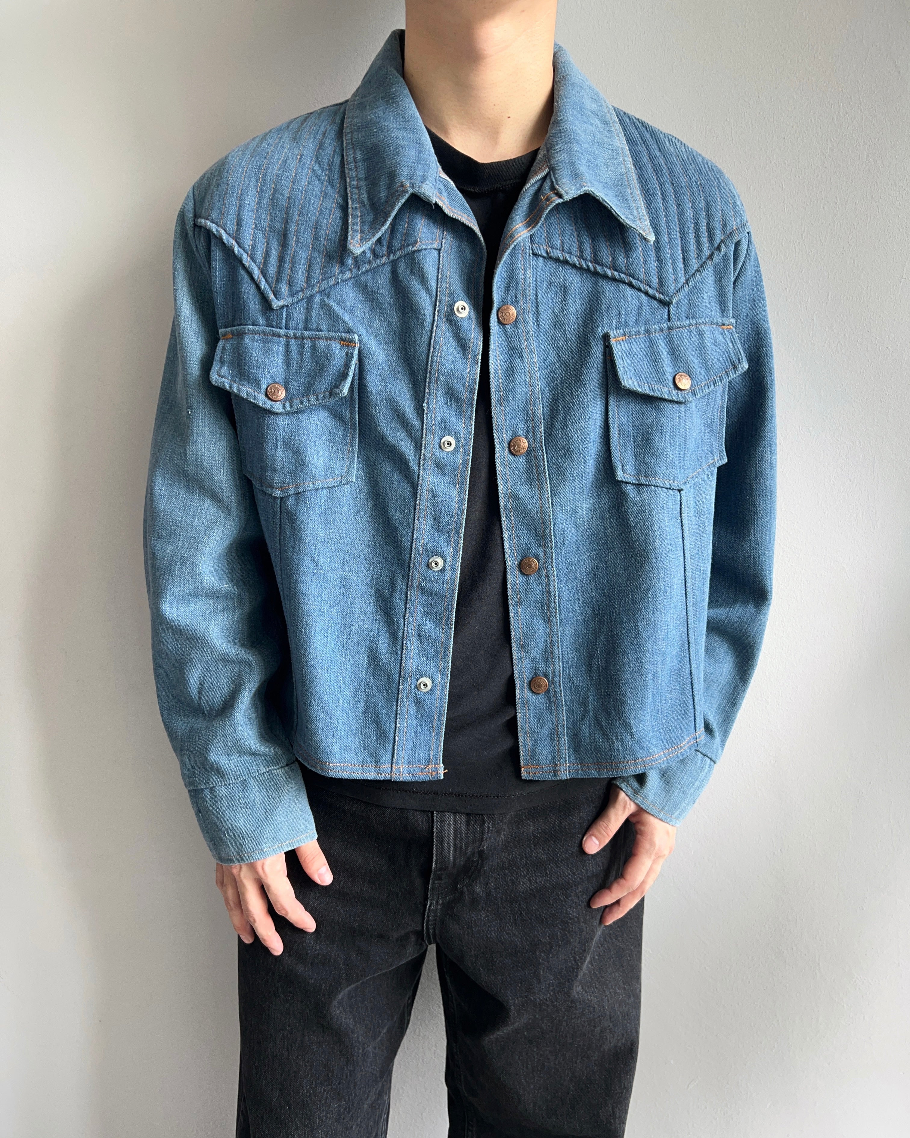 1970S SEARS WESTERN DENIM CROPPED JACKET (L)