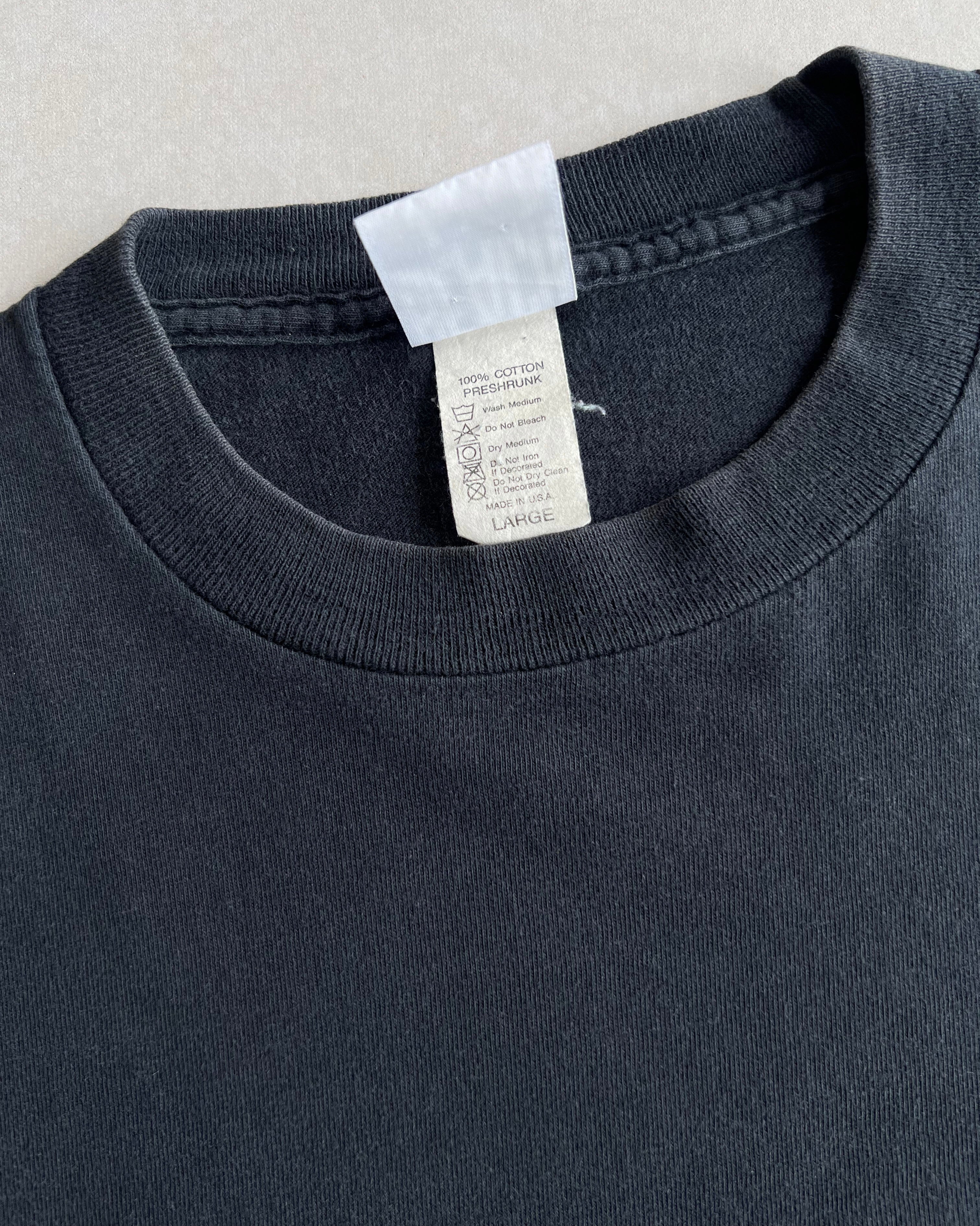 1990S BLACK BLANK SINGLE STITCH POCKET TEE (L)