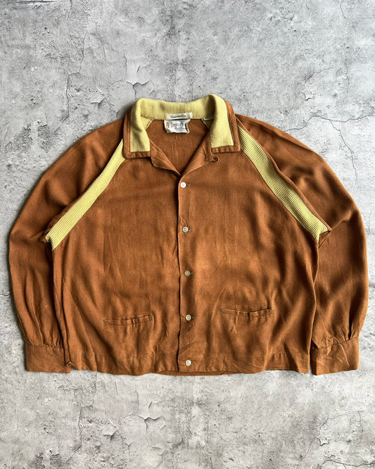 1960S MUSTARD ROCKABILLY GABARDINE RAGLAN JACKET (S-L)