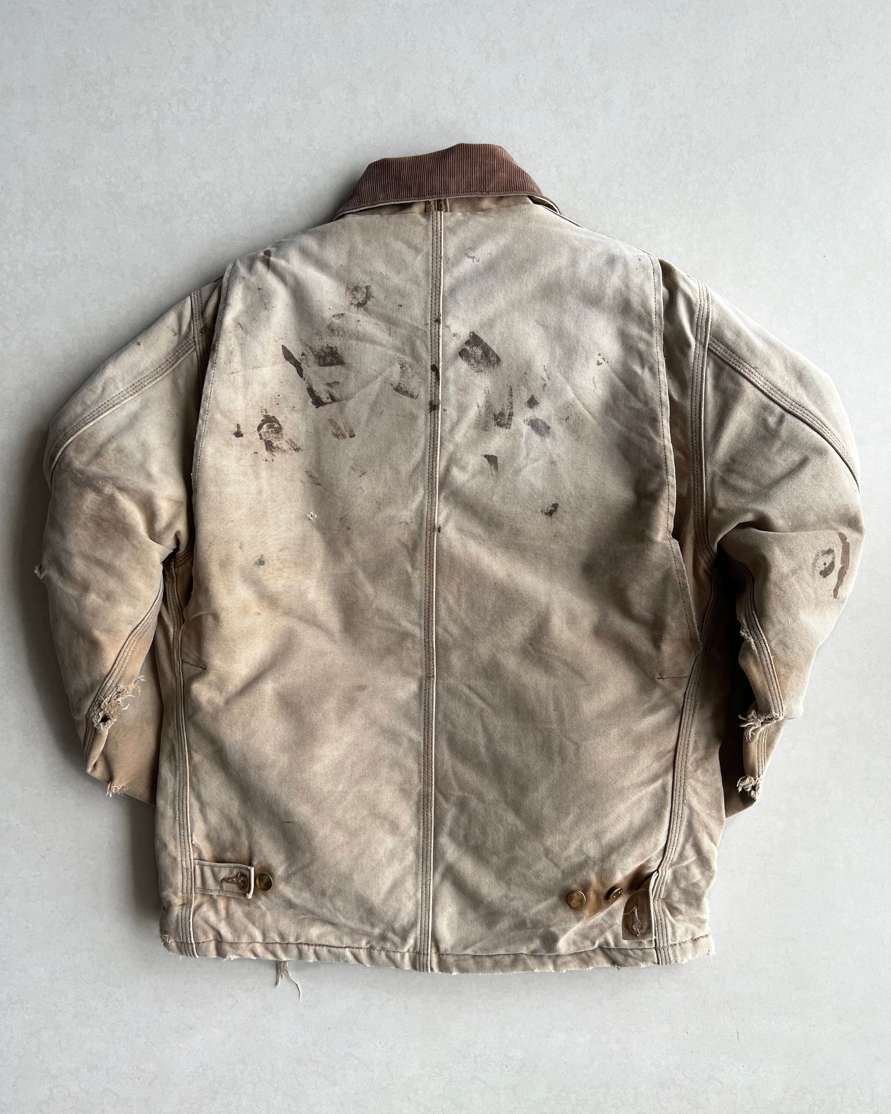 1990S FADED BROWN CARHARTT ARCTIC DISTRESSED WORK JACKET (M)