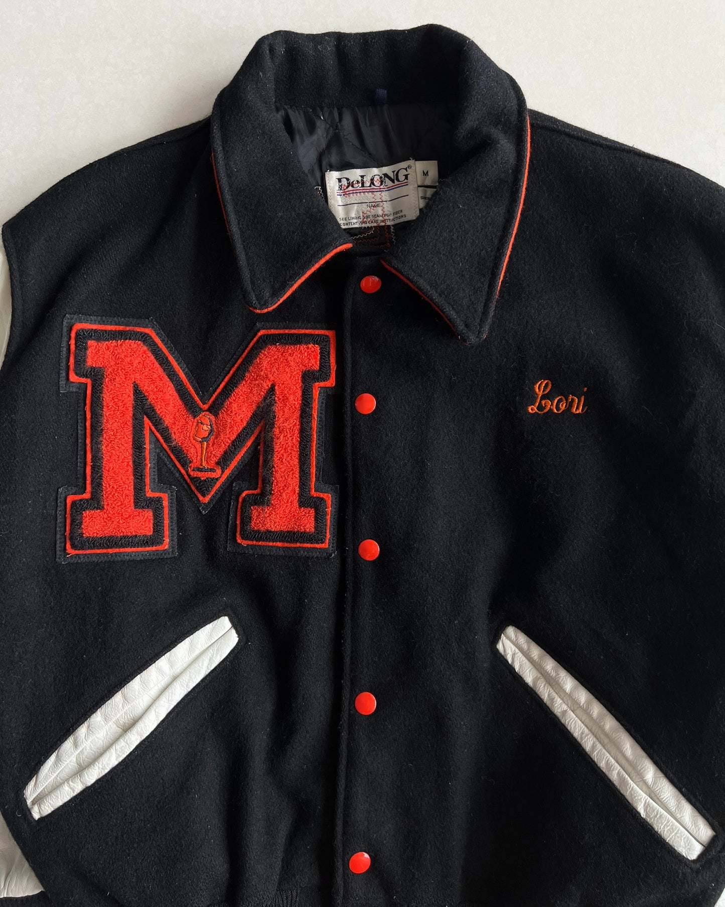 1990S 'MIDDLETOWN NORTH' LEATHER SLEEVES VARSITY JACKET (M)