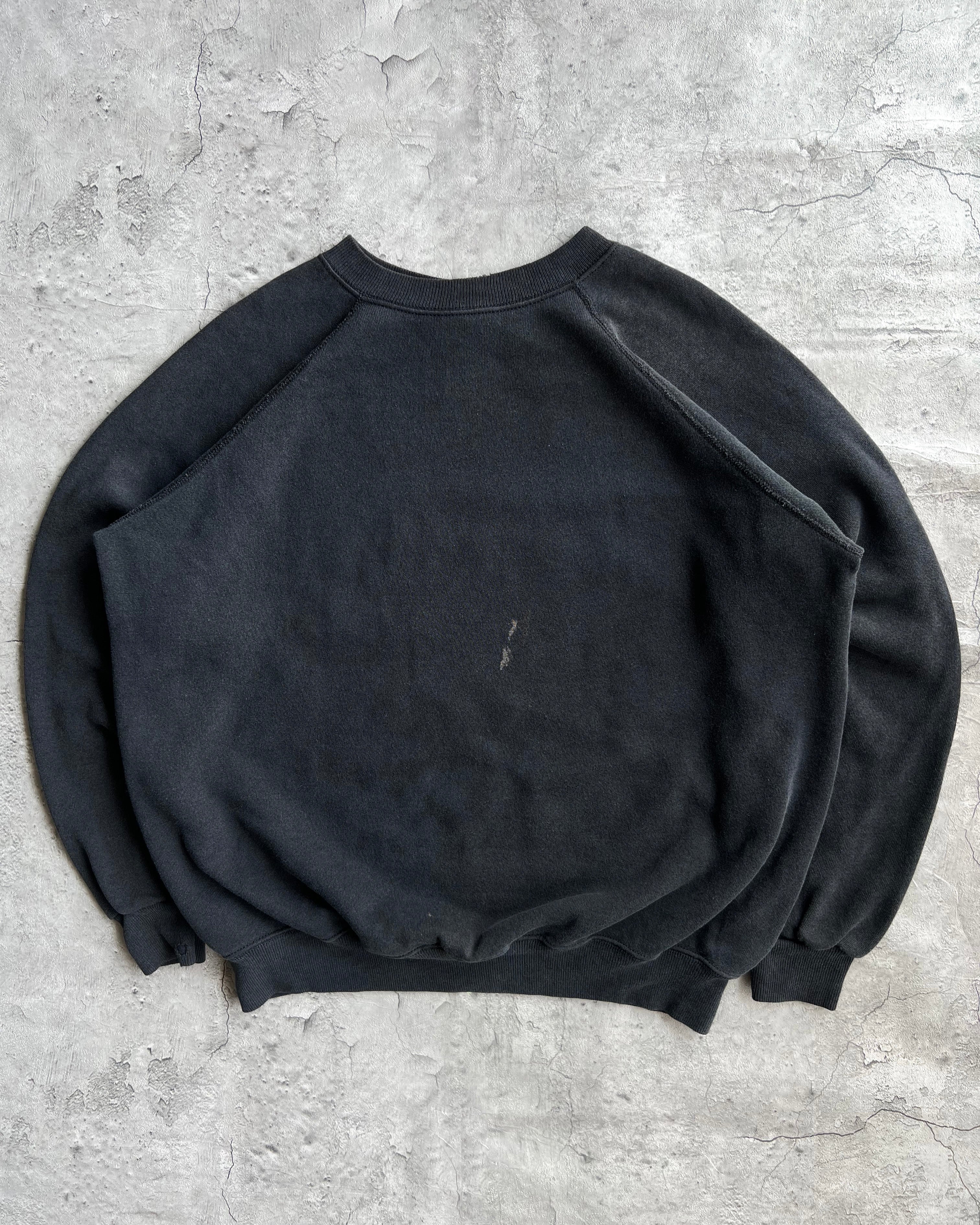 1990S FADED BLACK BLANK HANES RAGLAN SWETASHIRT (XL)