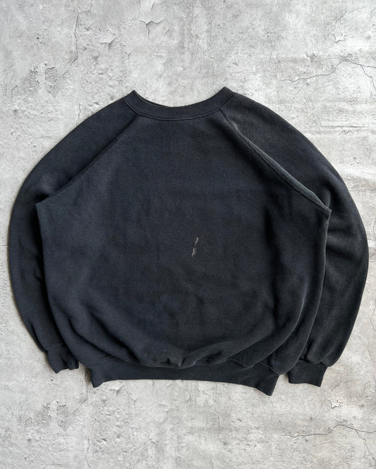 1990S FADED BLACK BLANK HANES RAGLAN SWETASHIRT (XL)