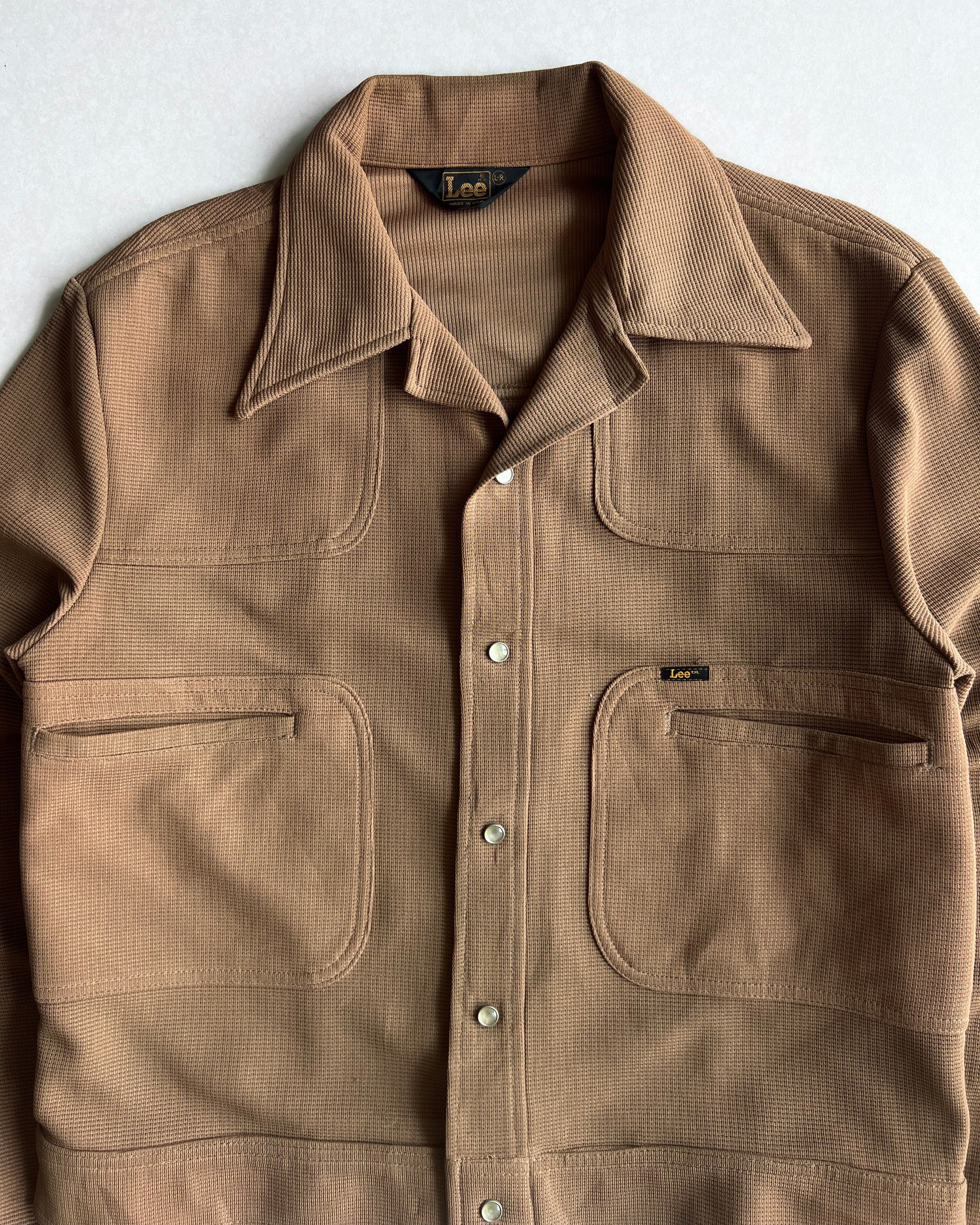 1970S BROWN LEE POINTED COLLAR WORK JACKET (L)