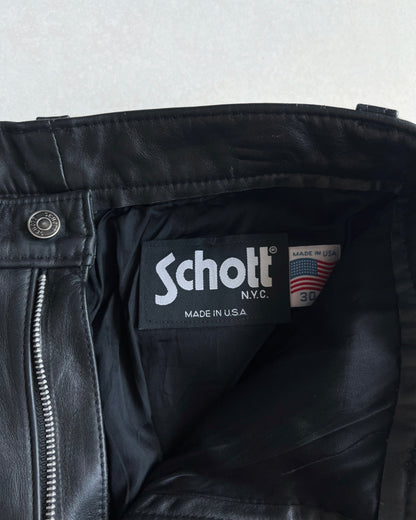 1990S SCHOTT BLACK LEATHER PANTS (30X30)