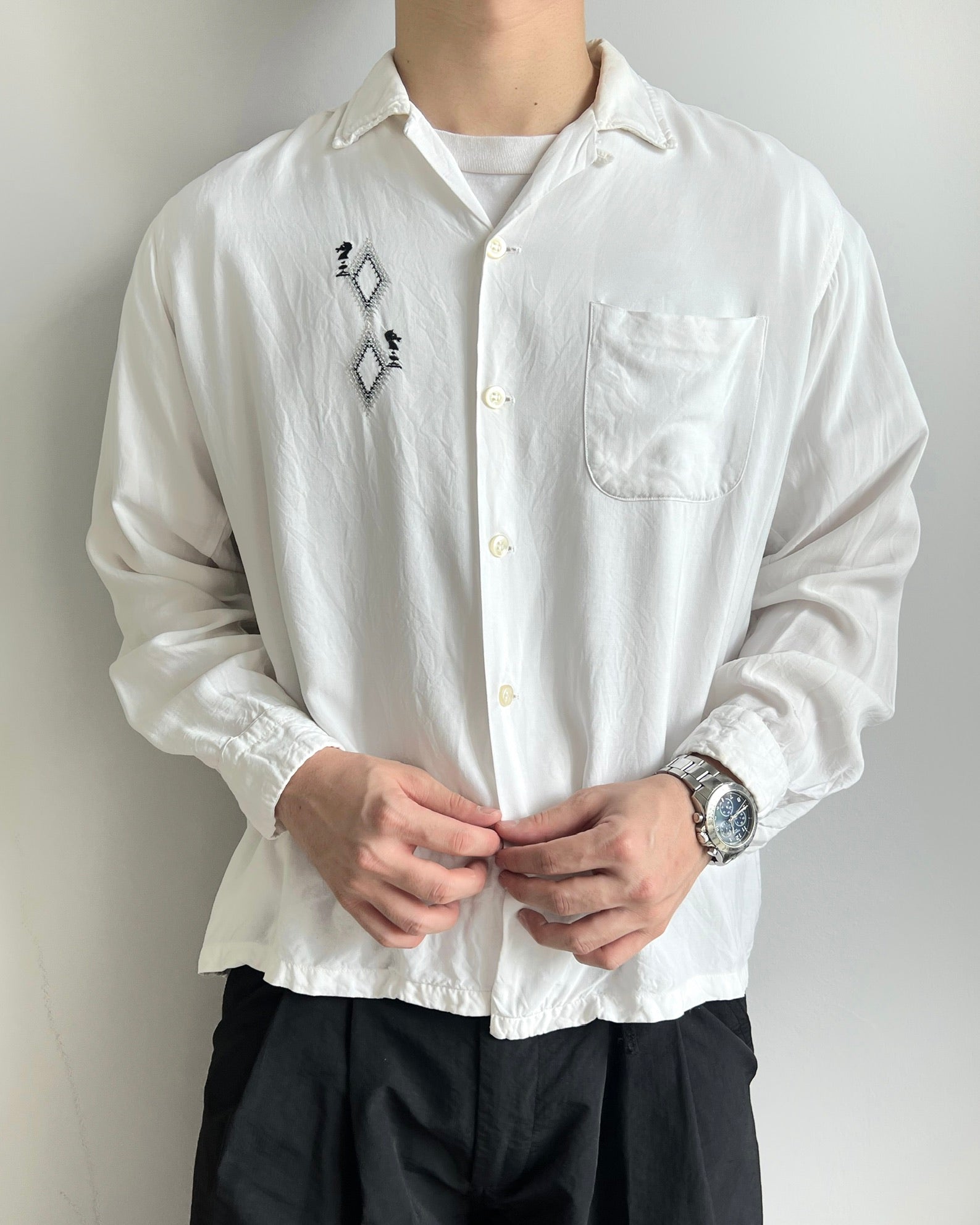 1950S PALM SPRINGS RAYON LONGSLEEVES SHIRT (S-L)