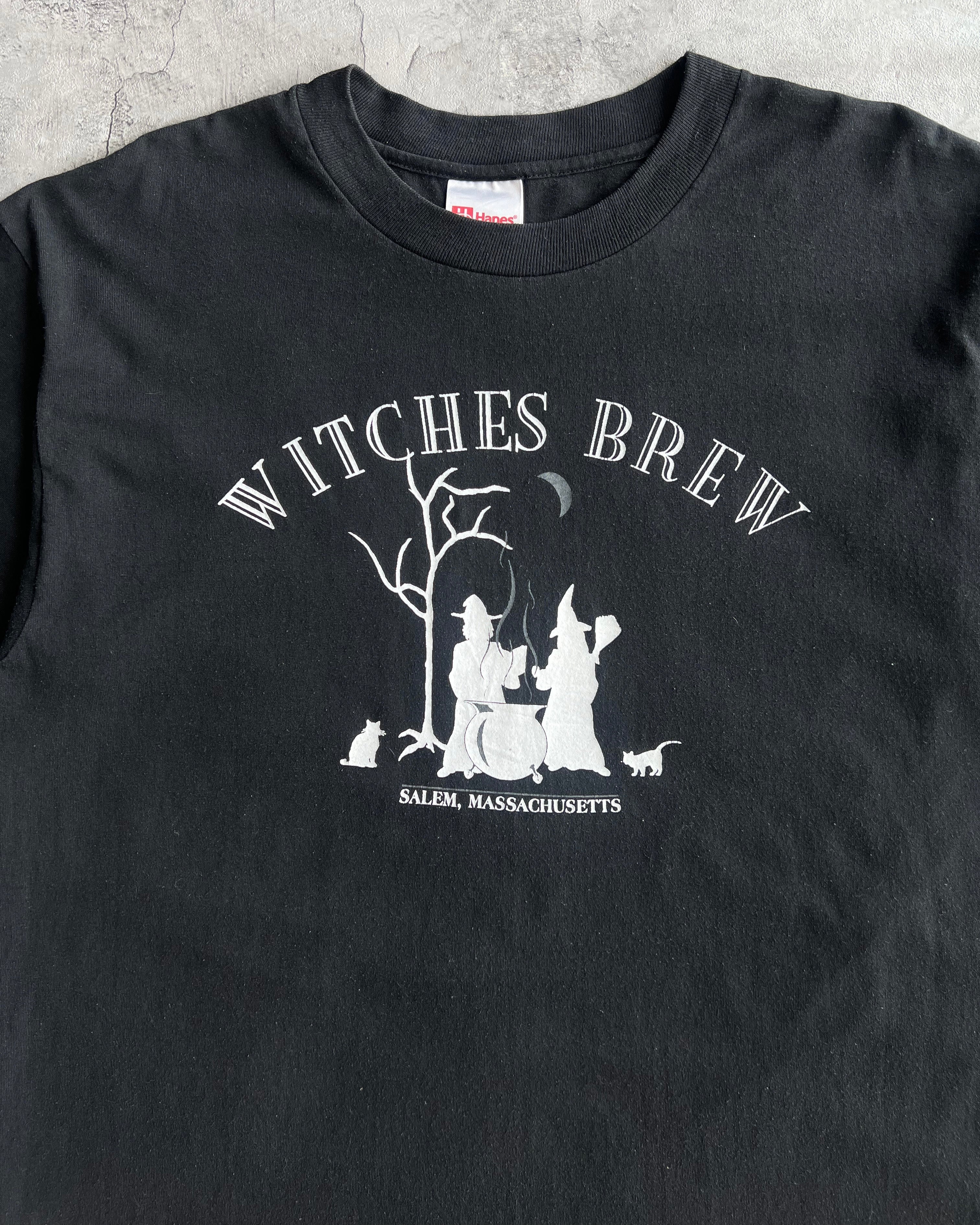 1990S FADED BLACK 'WITCHES BREW' TEE (L)