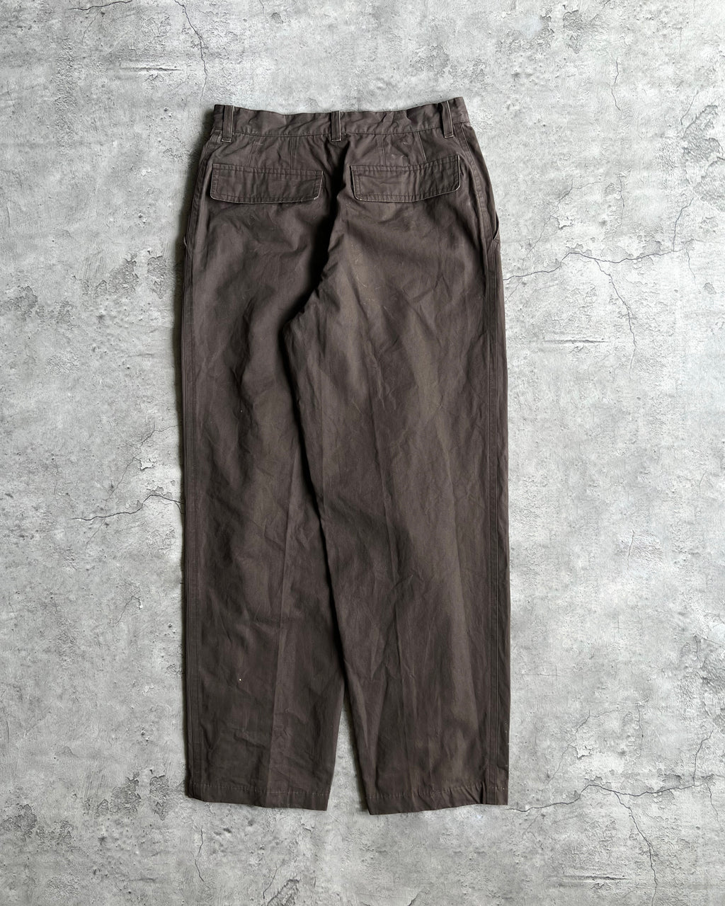 1980S BROWN ISSEY MIYAKE DUAL ZIPPER PARACHUTE TROUSERS (29-31)